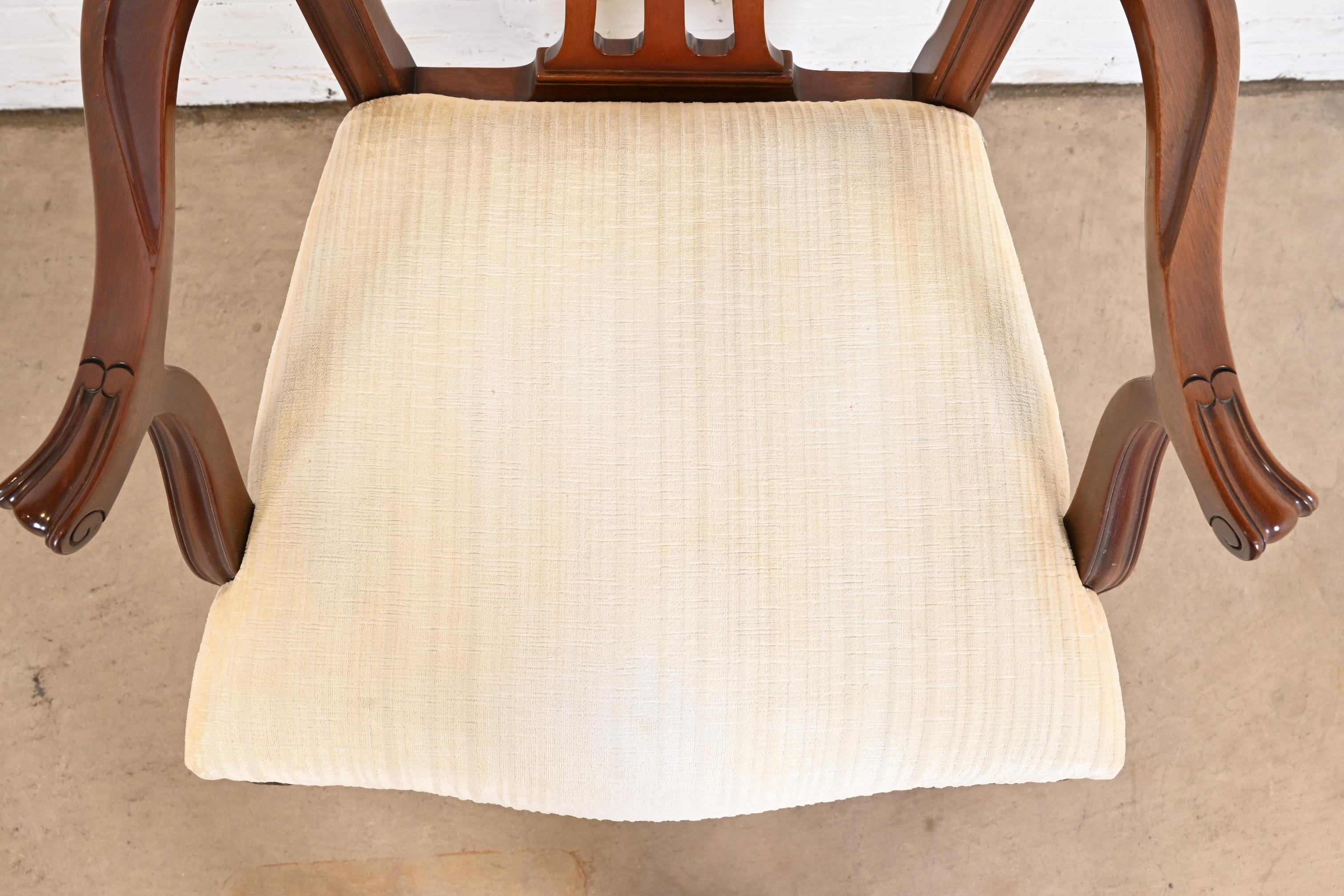 Kindel Furniture Georgian Carved Mahogany Dining Armchairs, Set of Six - Image 10