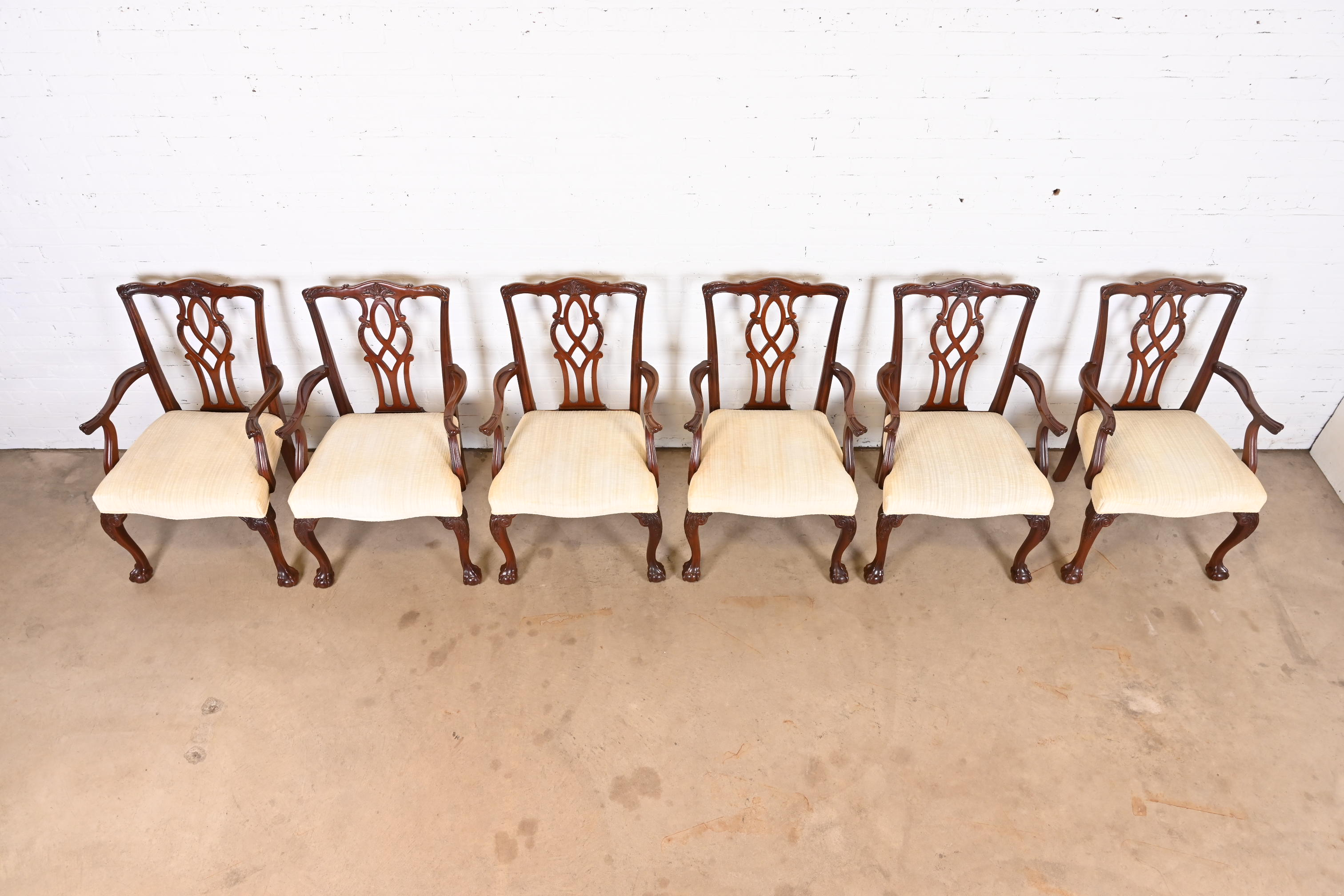 Kindel Furniture Georgian Carved Mahogany Dining Armchairs, Set of Six - Image 5