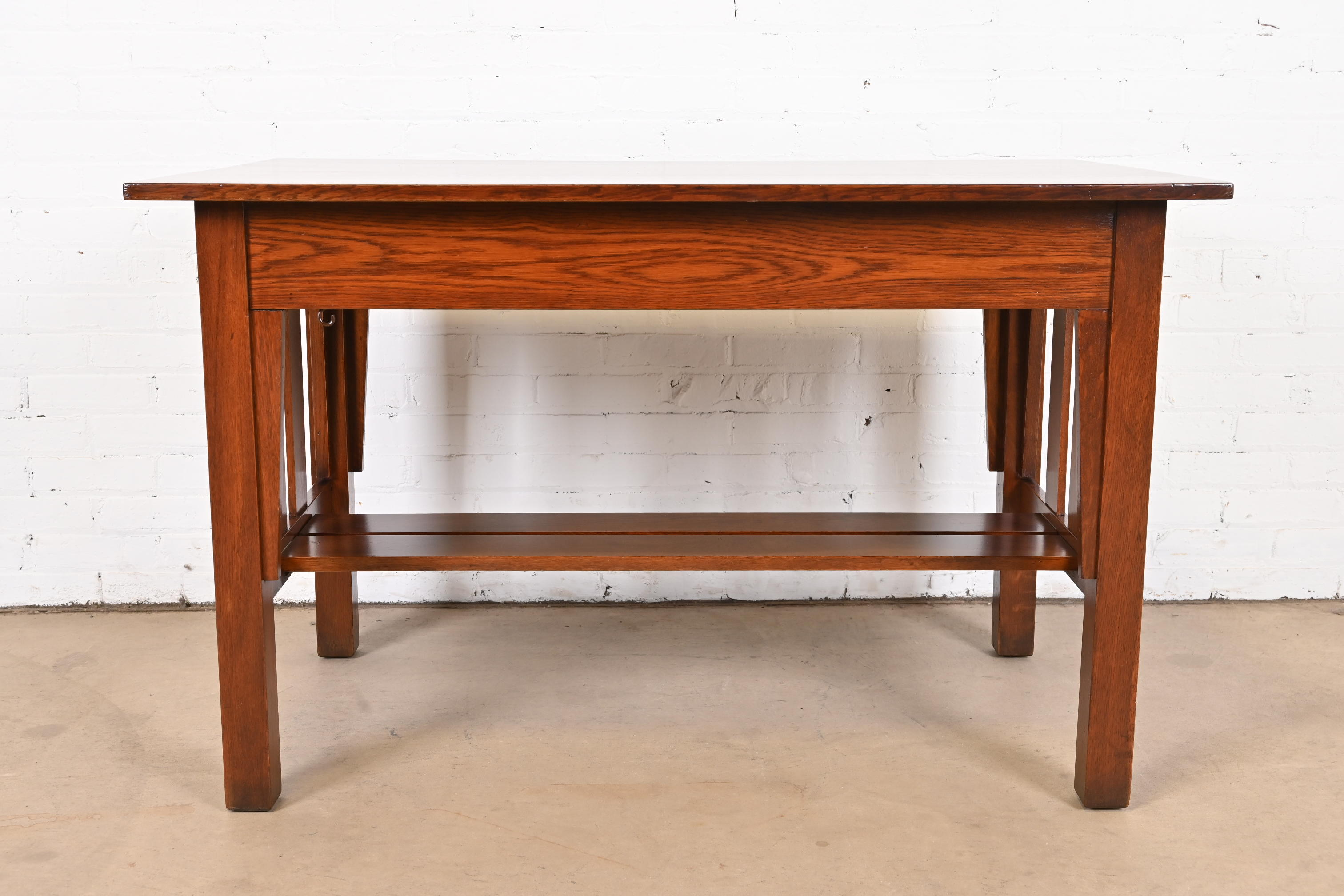 Antique Stickley Brothers Mission Oak Arts & Crafts Desk or Library Table, Newly Restored - Image 11