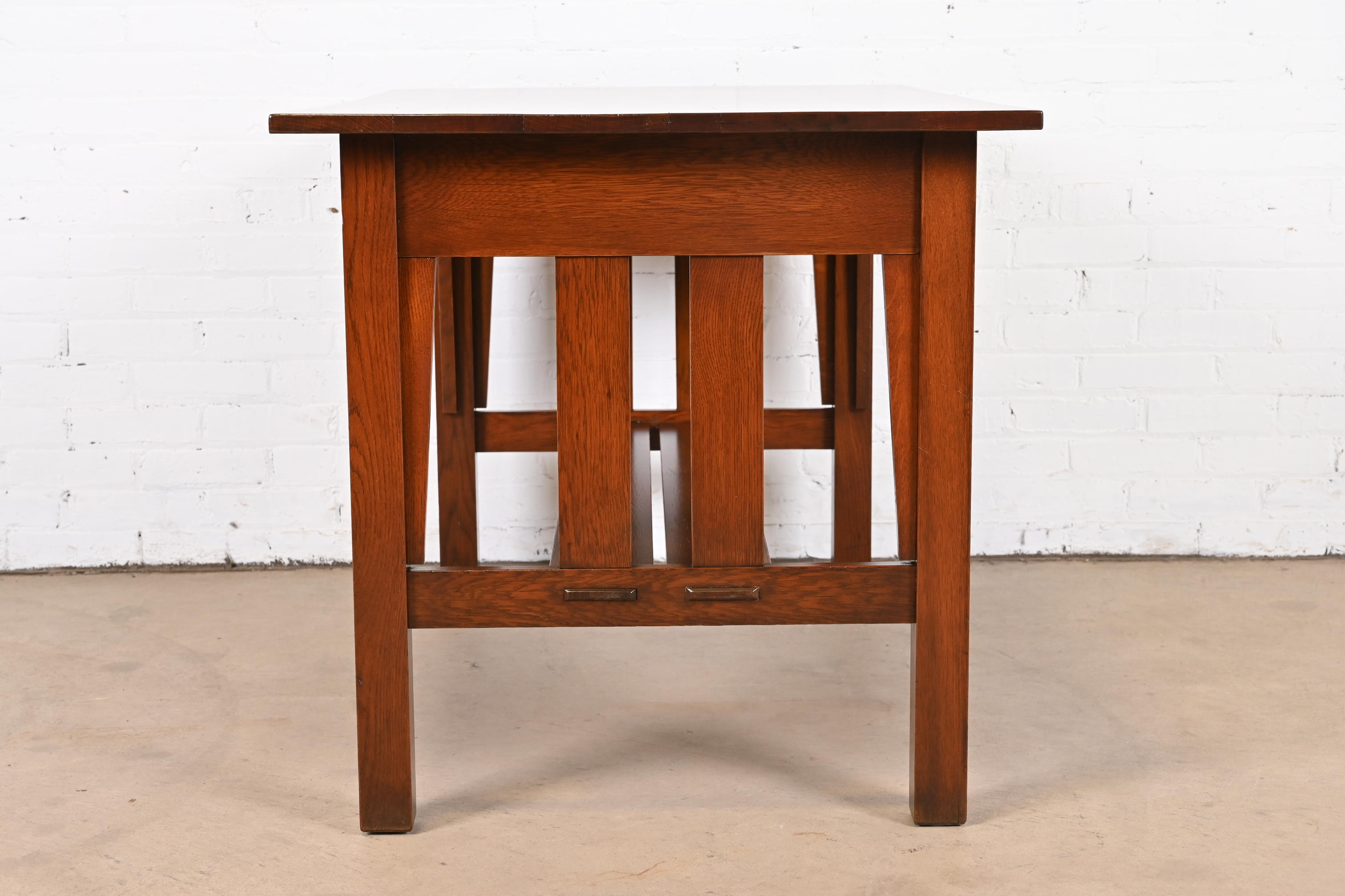 Antique Stickley Brothers Mission Oak Arts & Crafts Desk or Library Table, Newly Restored - Image 10