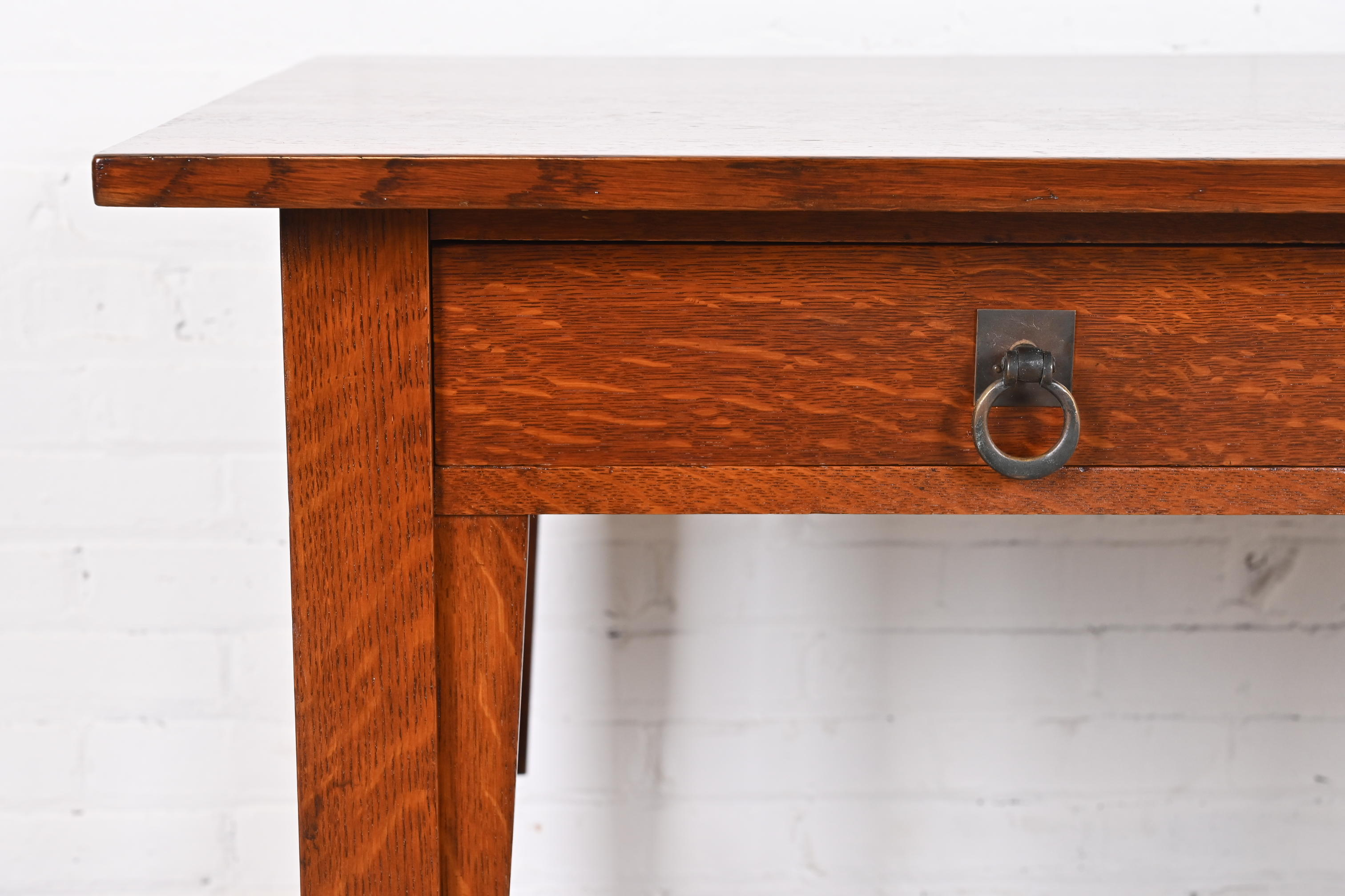 Antique Stickley Brothers Mission Oak Arts & Crafts Desk or Library Table, Newly Restored - Image 8