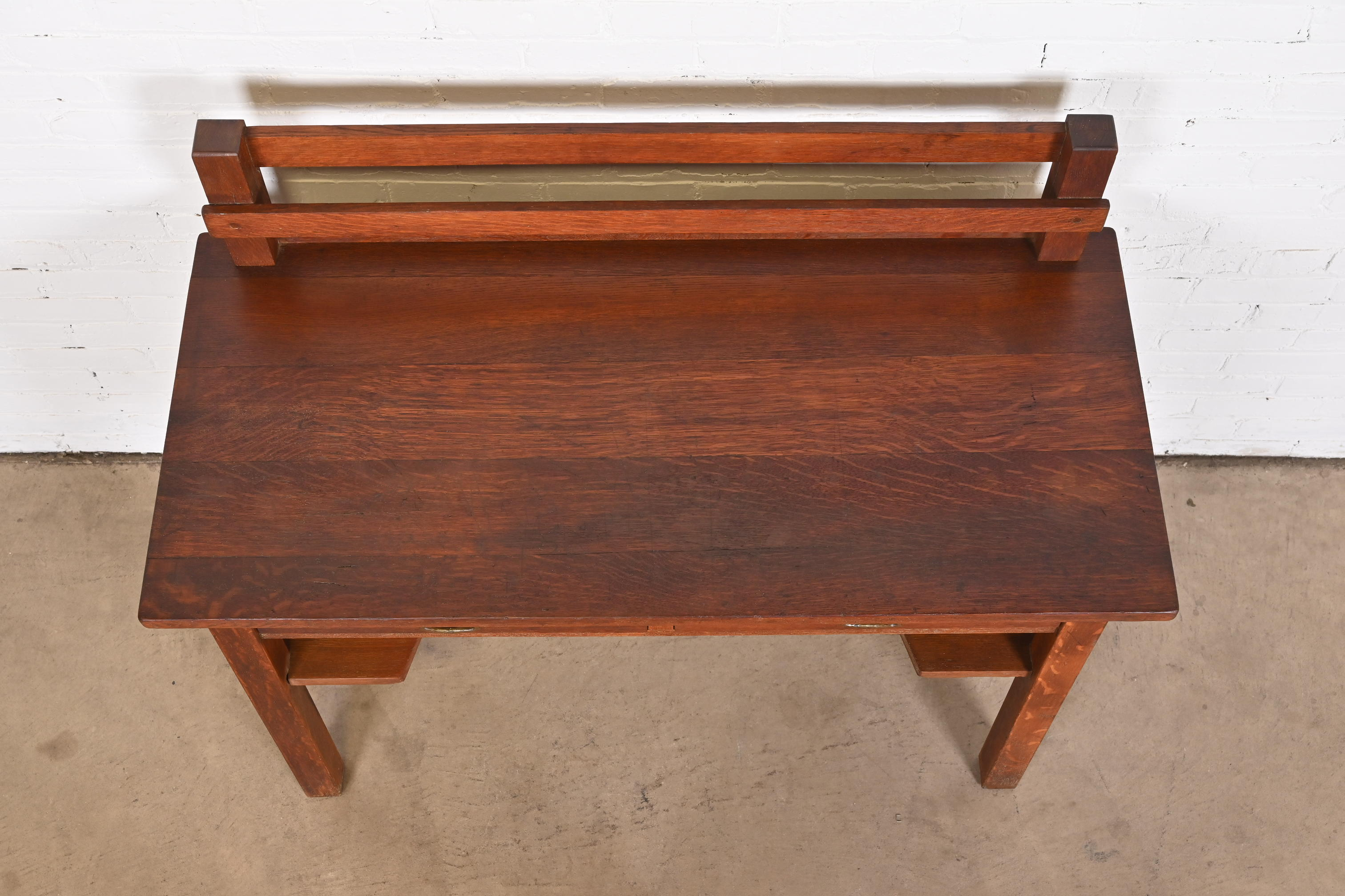 Antique Stickley Mission Oak Arts & Crafts Desk, Circa 1900 - Image 10