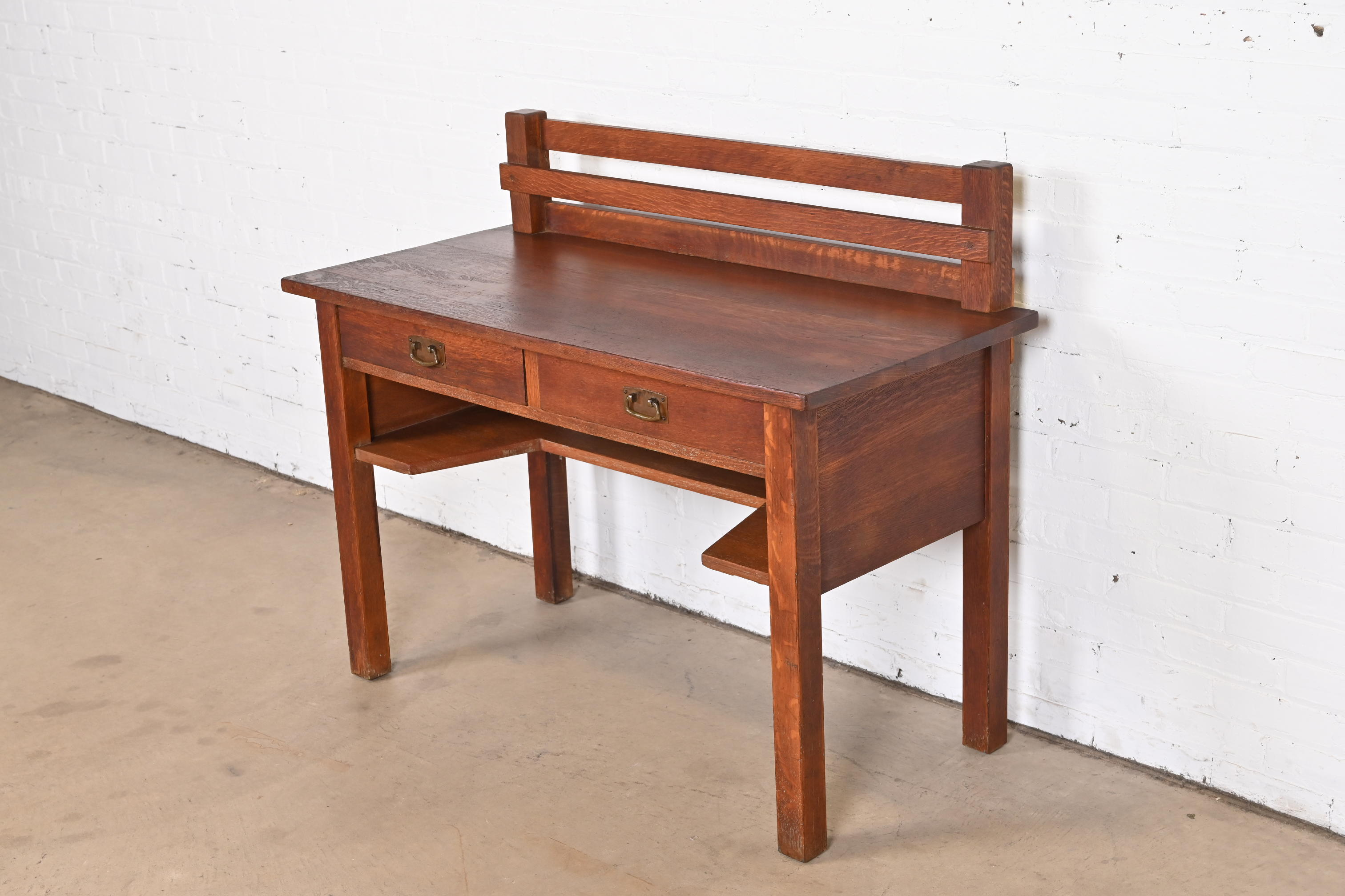 Antique Stickley Mission Oak Arts & Crafts Desk, Circa 1900 - Image 2