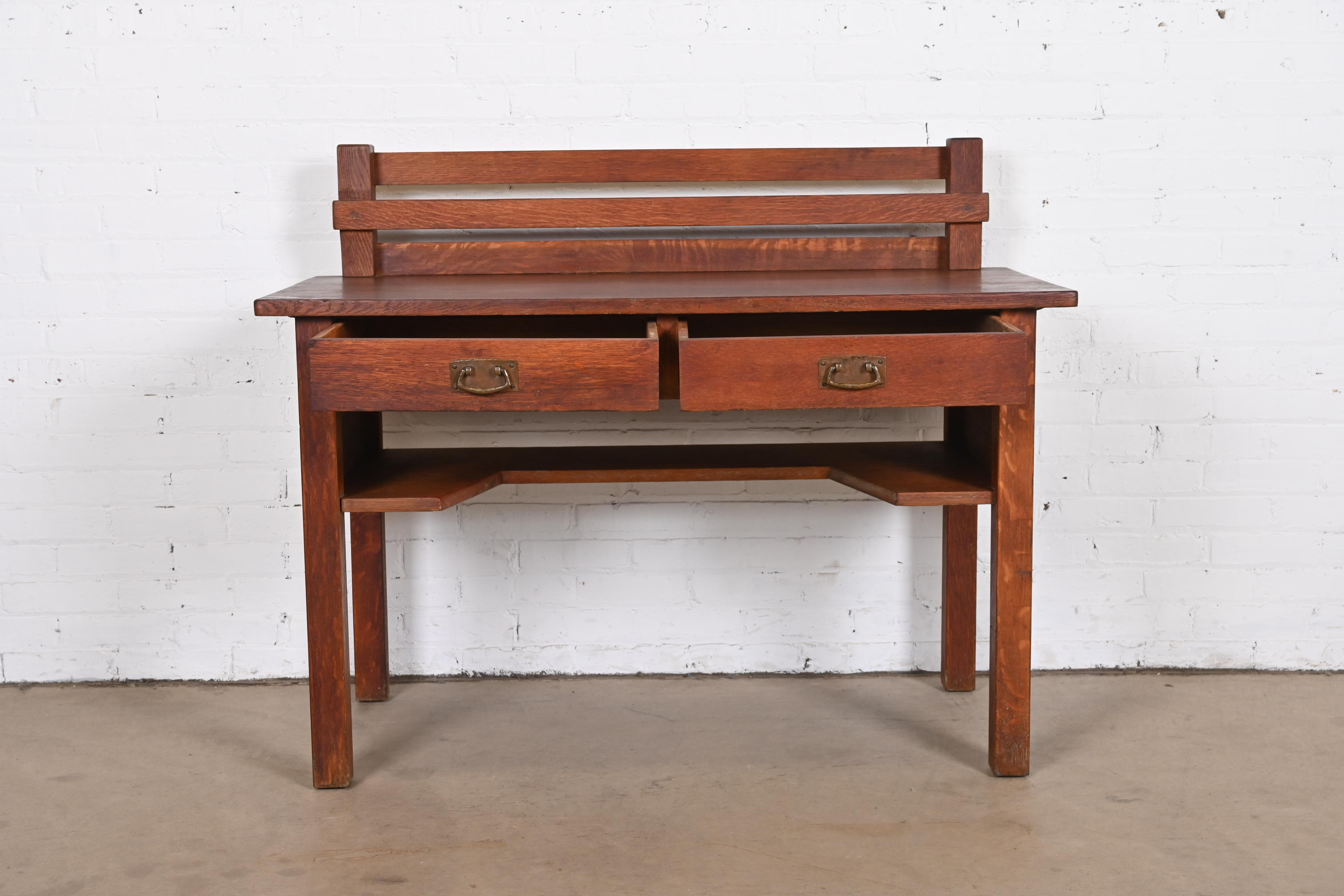 Antique Stickley Mission Oak Arts & Crafts Desk, Circa 1900 - Image 5