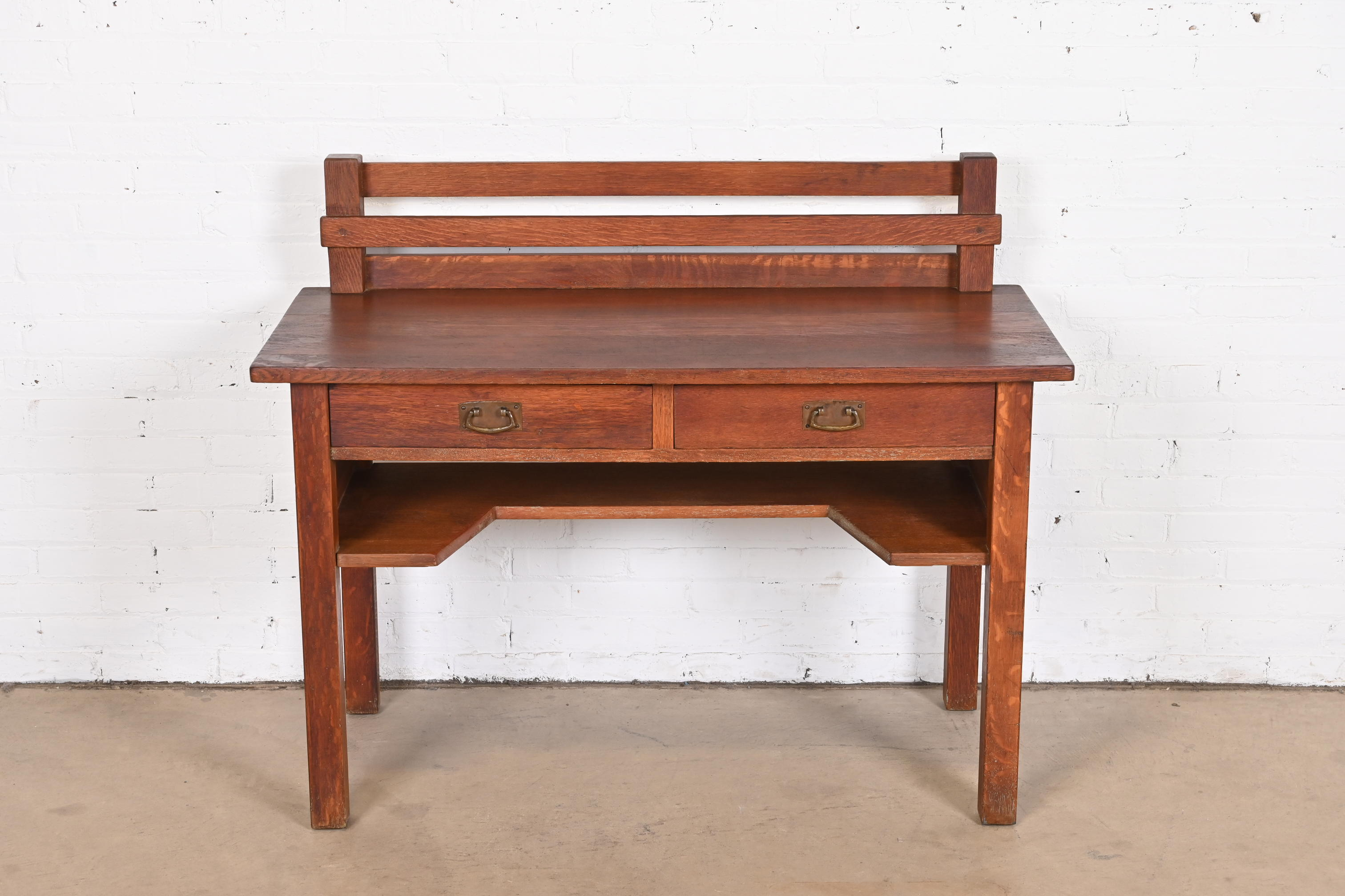 Antique Stickley Mission Oak Arts & Crafts Desk, Circa 1900 - Image 4