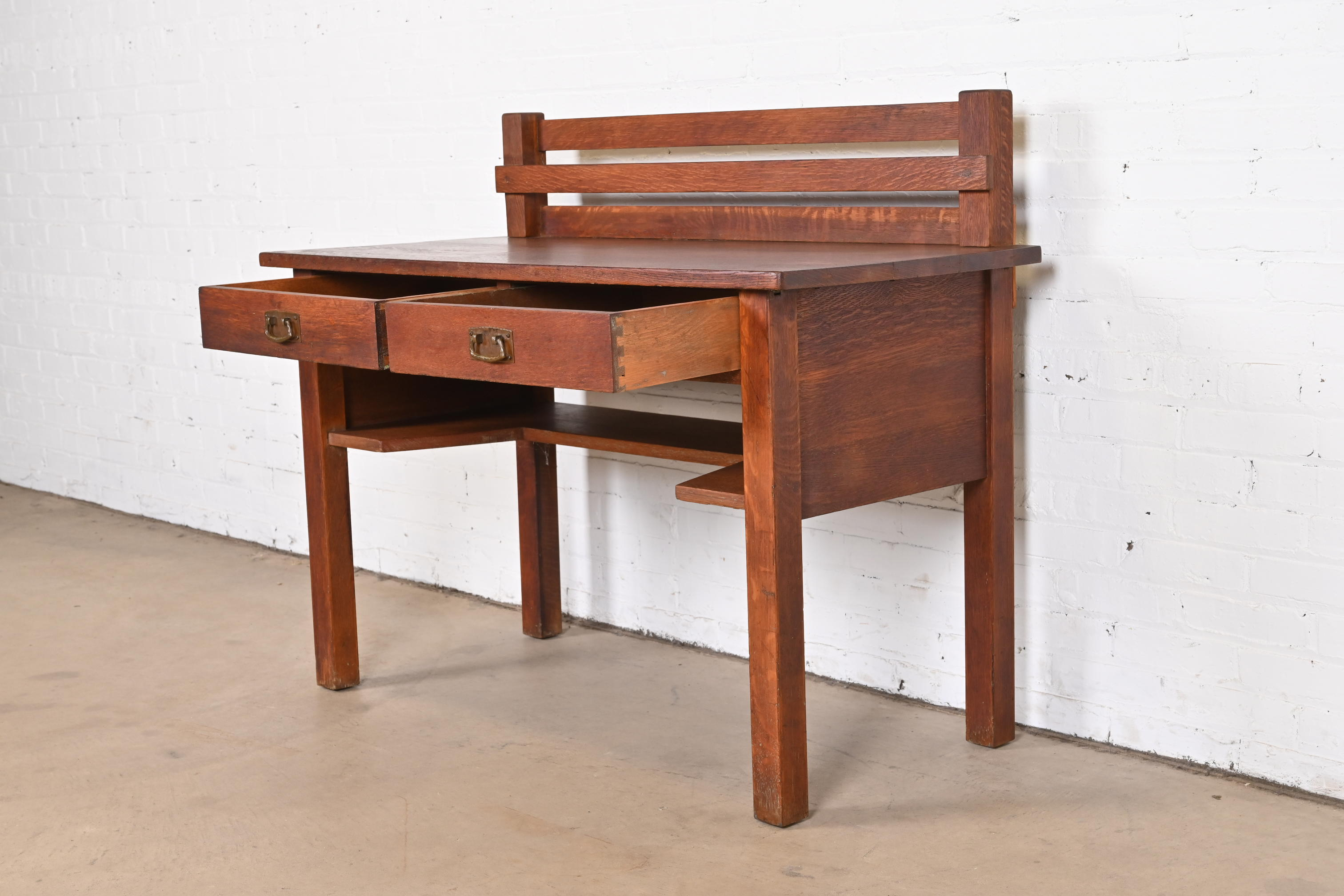Antique Stickley Mission Oak Arts & Crafts Desk, Circa 1900 - Image 6