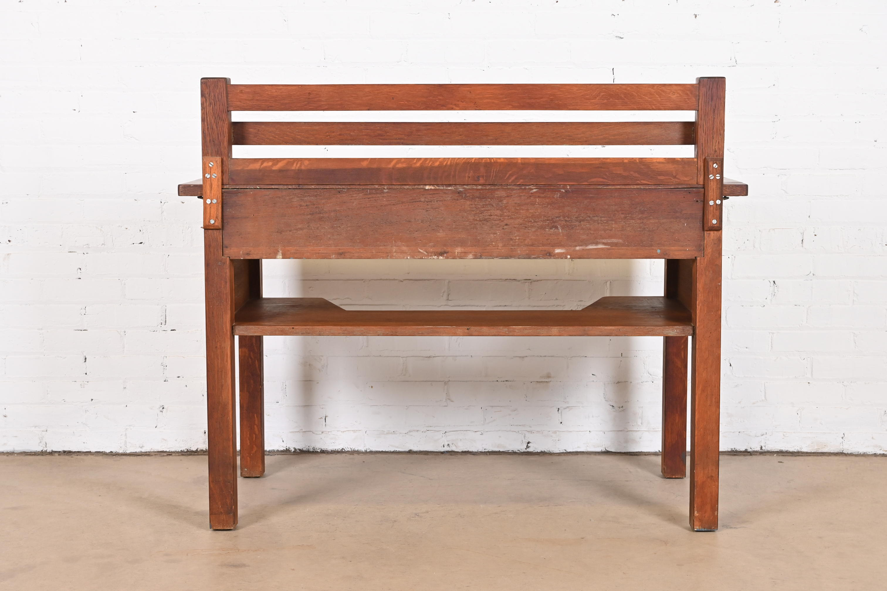 Antique Stickley Mission Oak Arts & Crafts Desk, Circa 1900 - Image 12