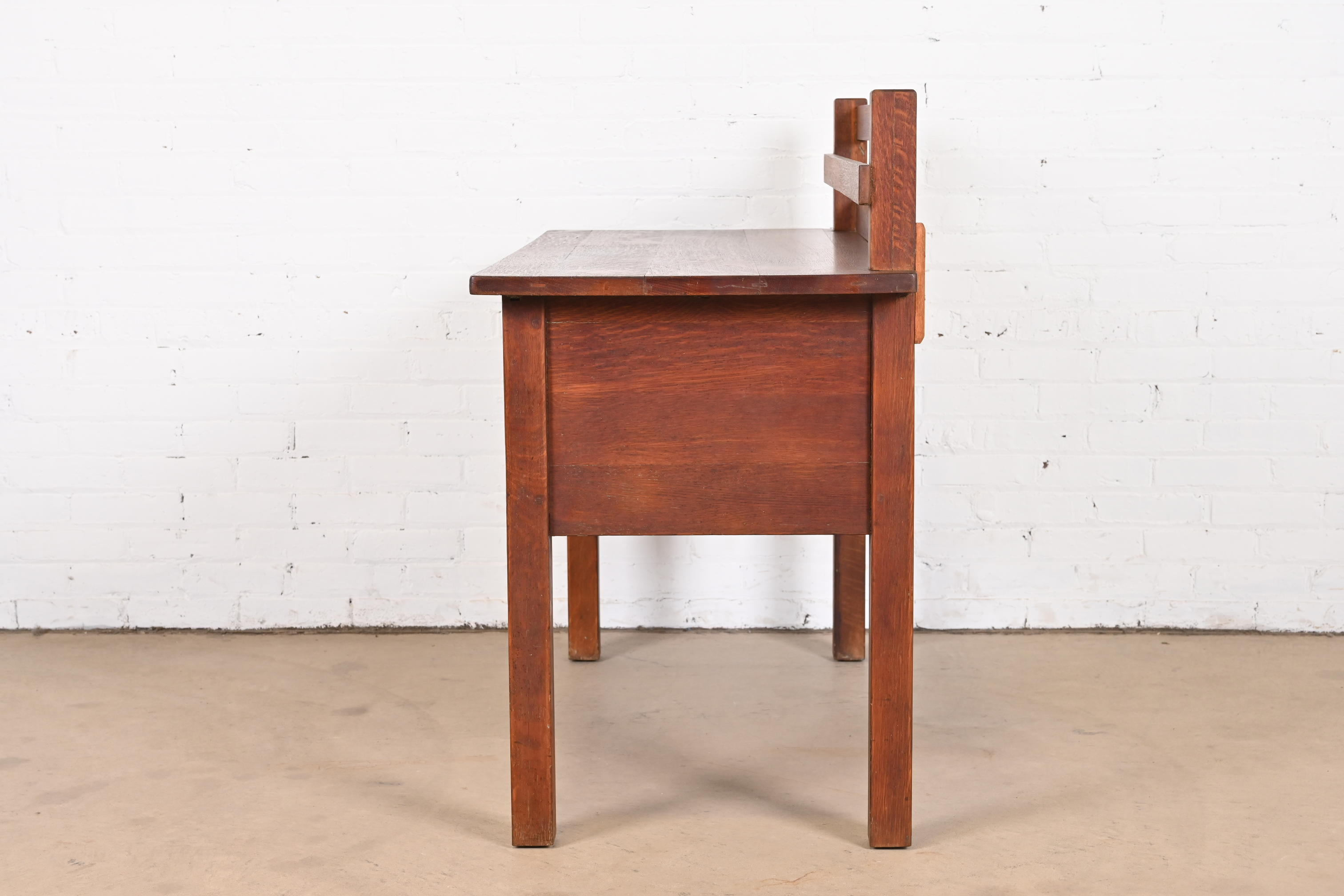 Antique Stickley Mission Oak Arts & Crafts Desk, Circa 1900 - Image 11