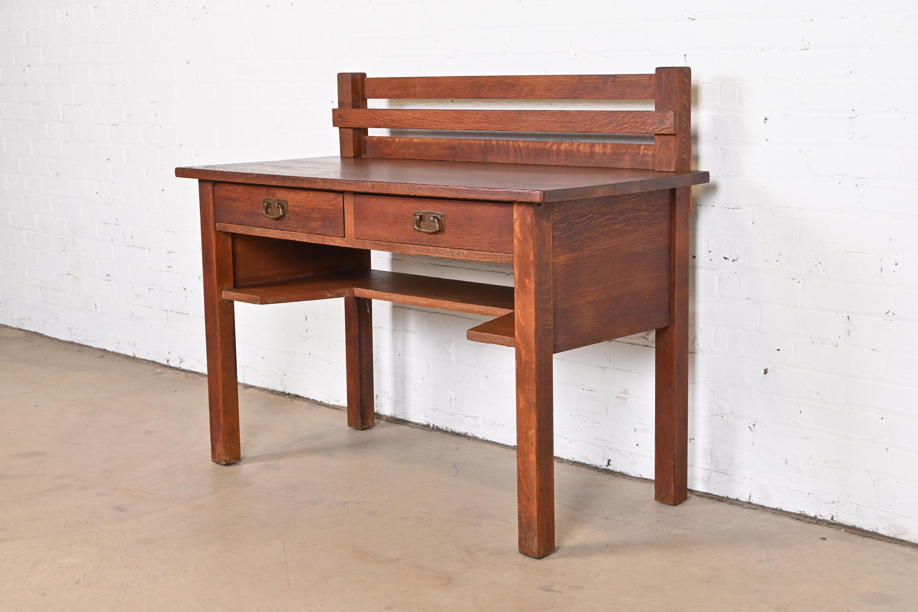 Antique Stickley Mission Oak Arts & Crafts Desk, Circa 1900