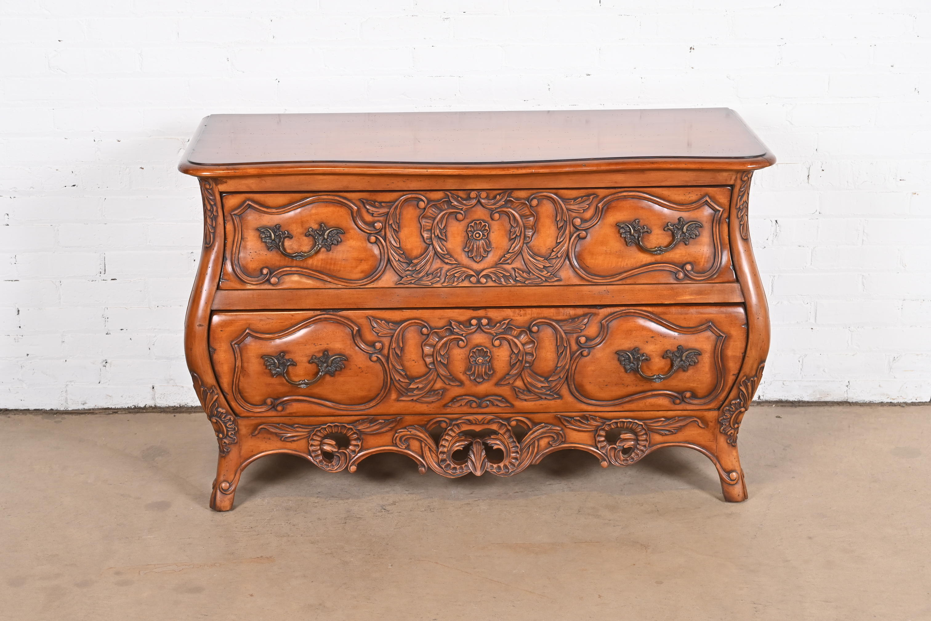 Italian Louis XV Carved Cherry Wood Commode or Bombay Chest - Image 2