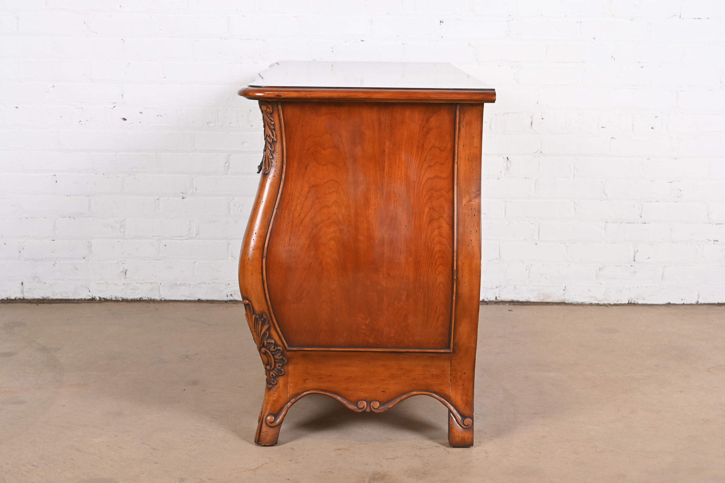 Italian Louis XV Carved Cherry Wood Commode or Bombay Chest - Image 11