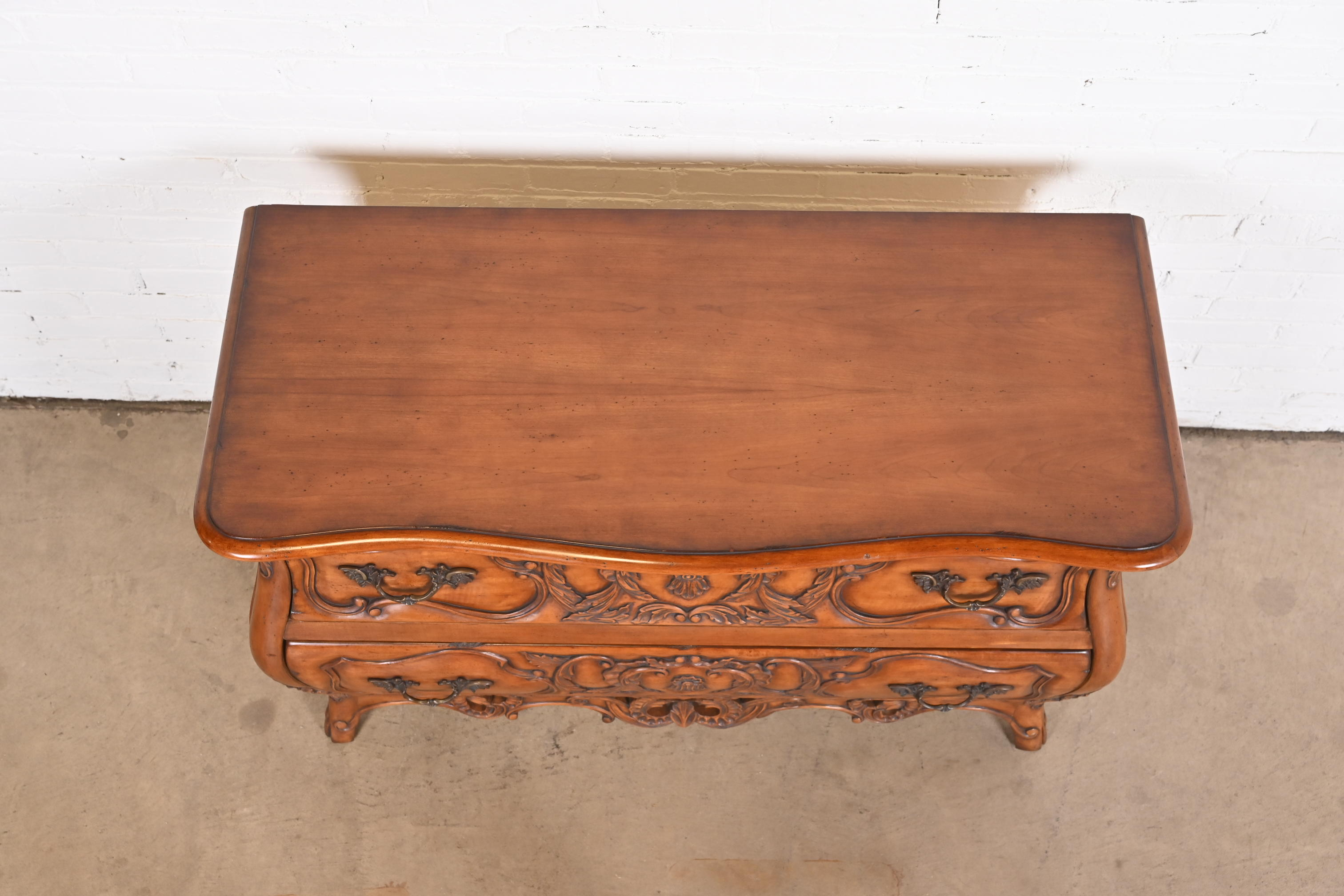 Italian Louis XV Carved Cherry Wood Commode or Bombay Chest - Image 10