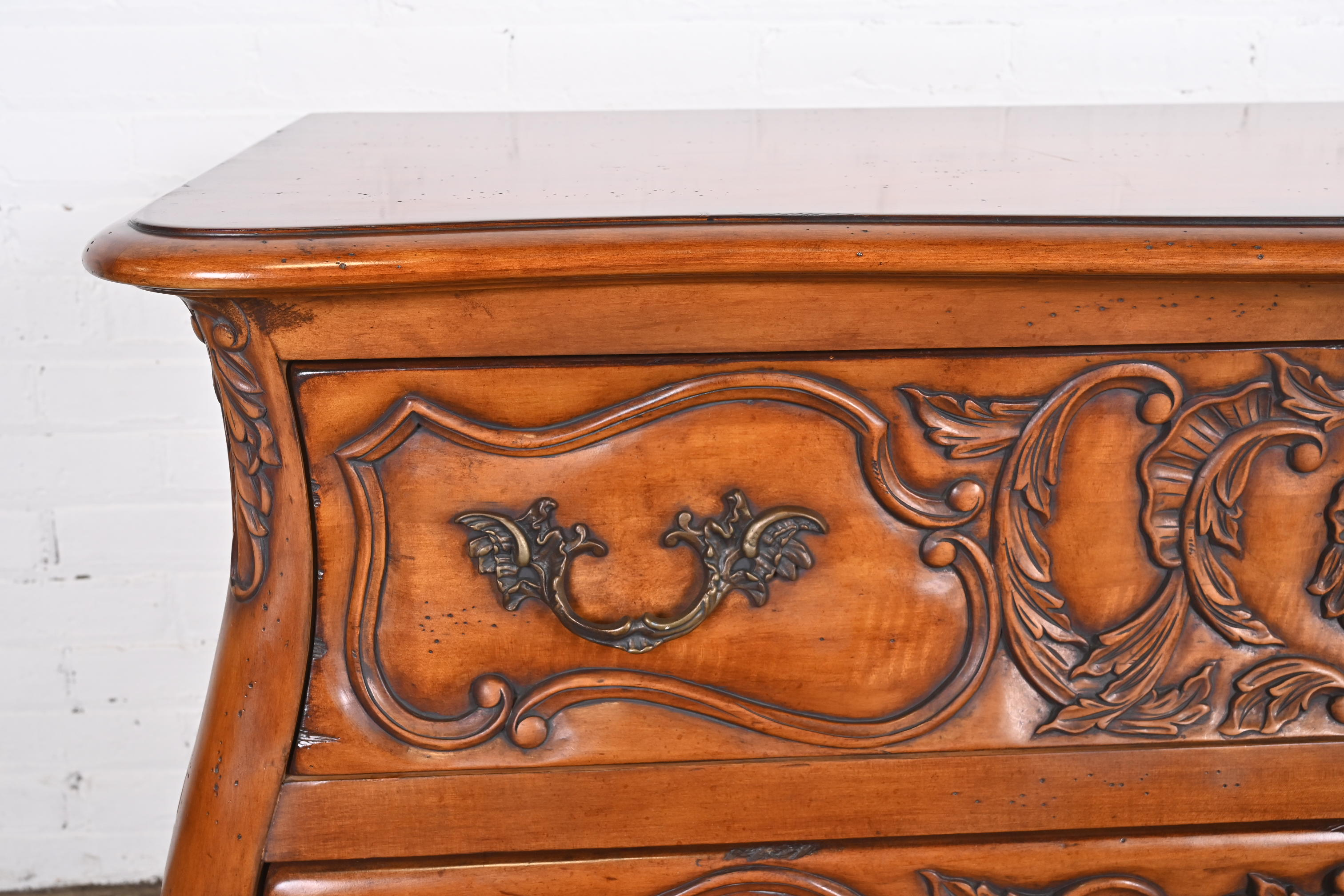 Italian Louis XV Carved Cherry Wood Commode or Bombay Chest - Image 8