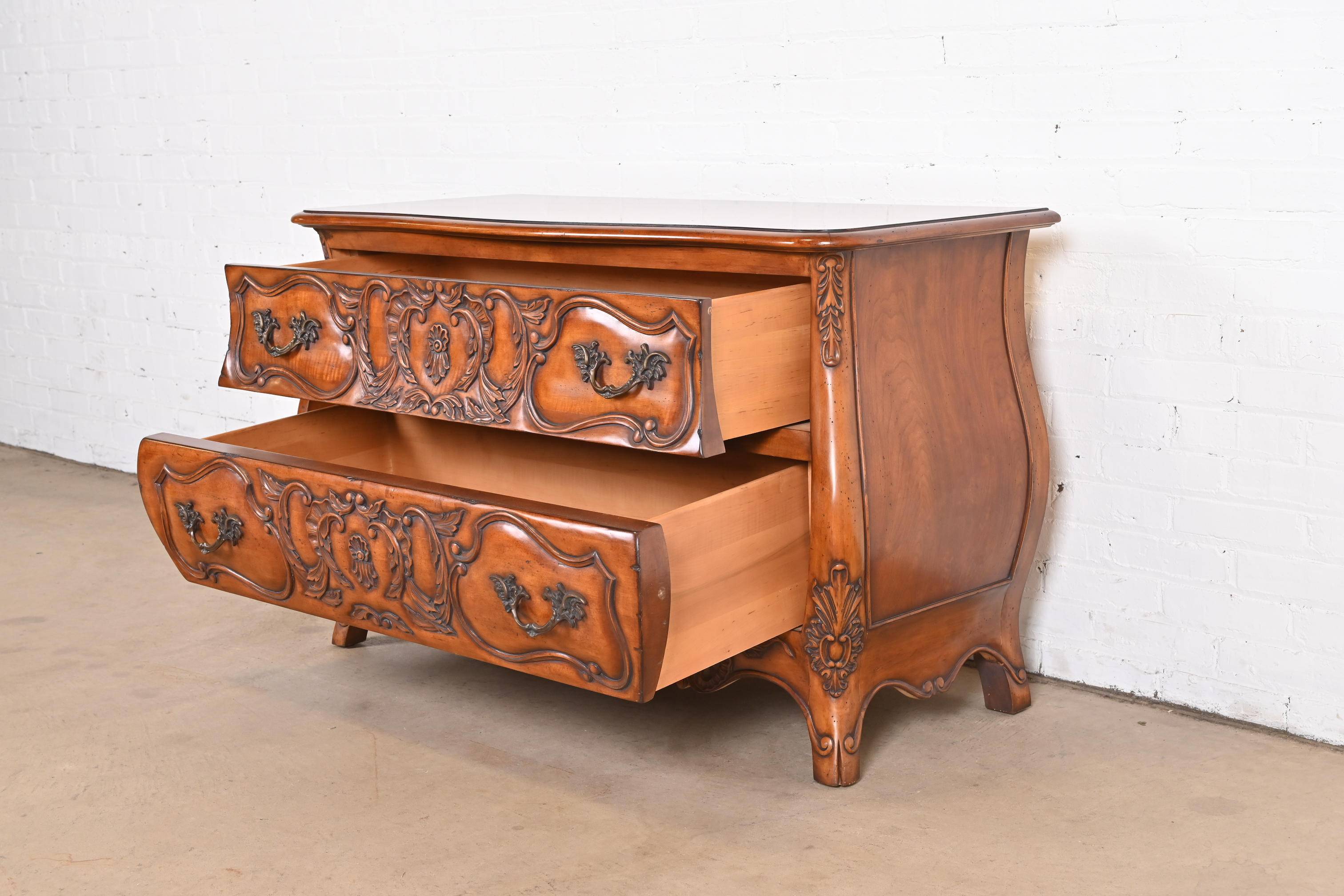 Italian Louis XV Carved Cherry Wood Commode or Bombay Chest - Image 7