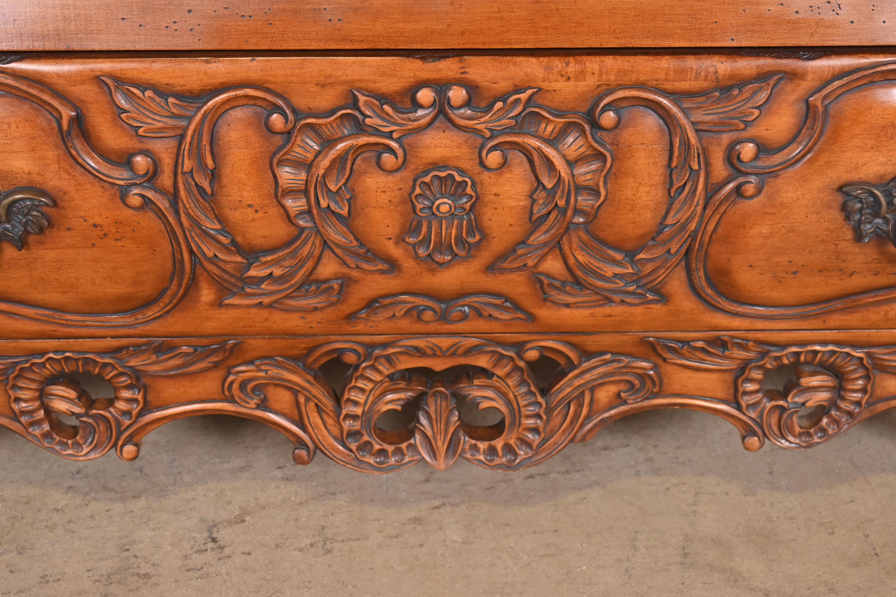 Italian Louis XV Carved Cherry Wood Commode or Bombay Chest - Image 9