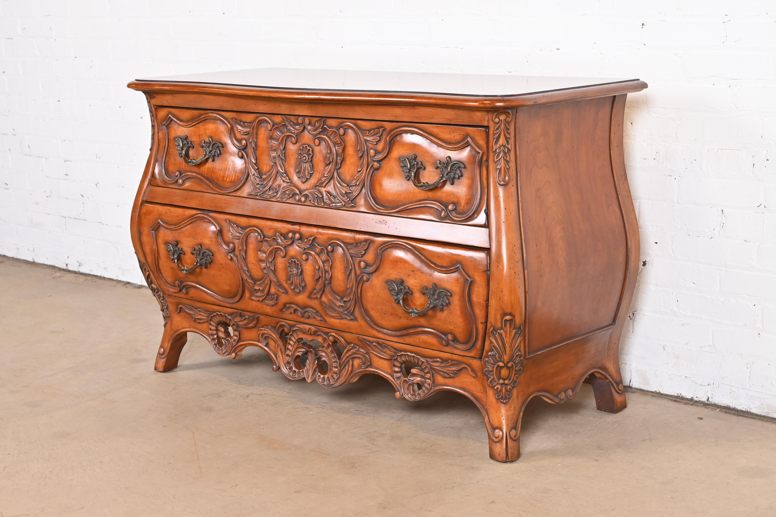 Italian Louis XV Carved Cherry Wood Commode or Bombay Chest - Image 3