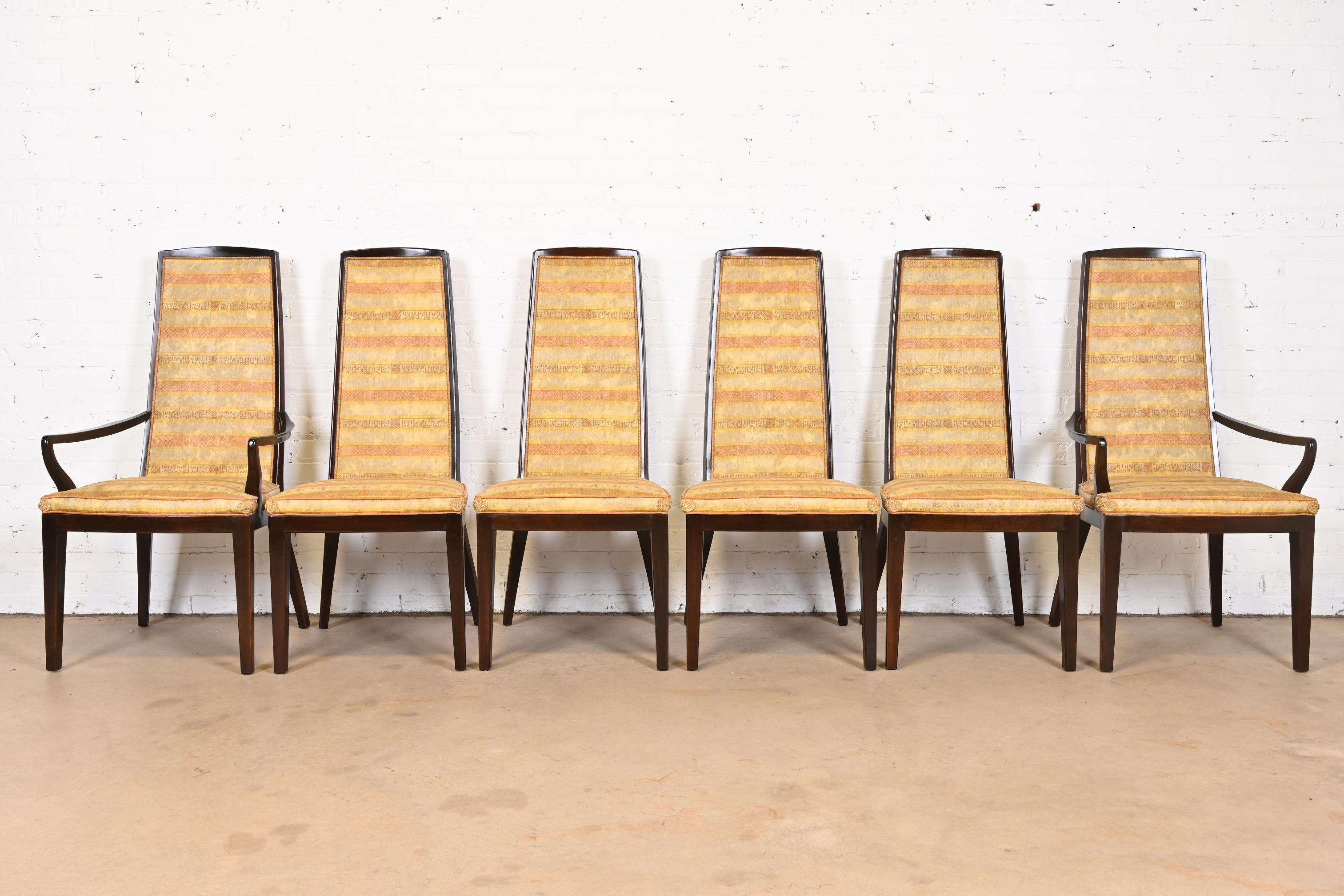John Widdicomb Mid-Century Modern High Back Dining Chairs, Set of Six