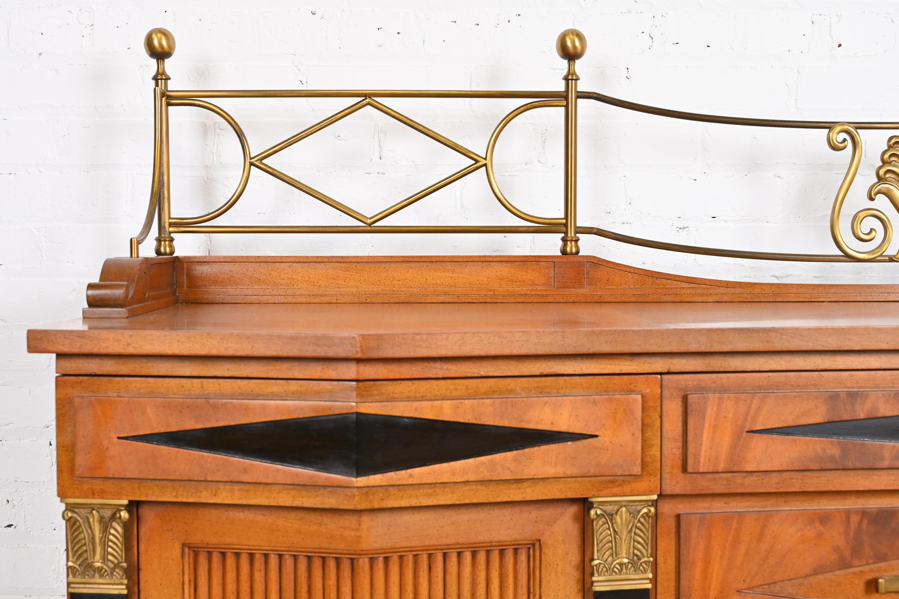 Grosfeld House Hollywood Regency Mahogany Sideboard or Bar Cabinet - Image 9