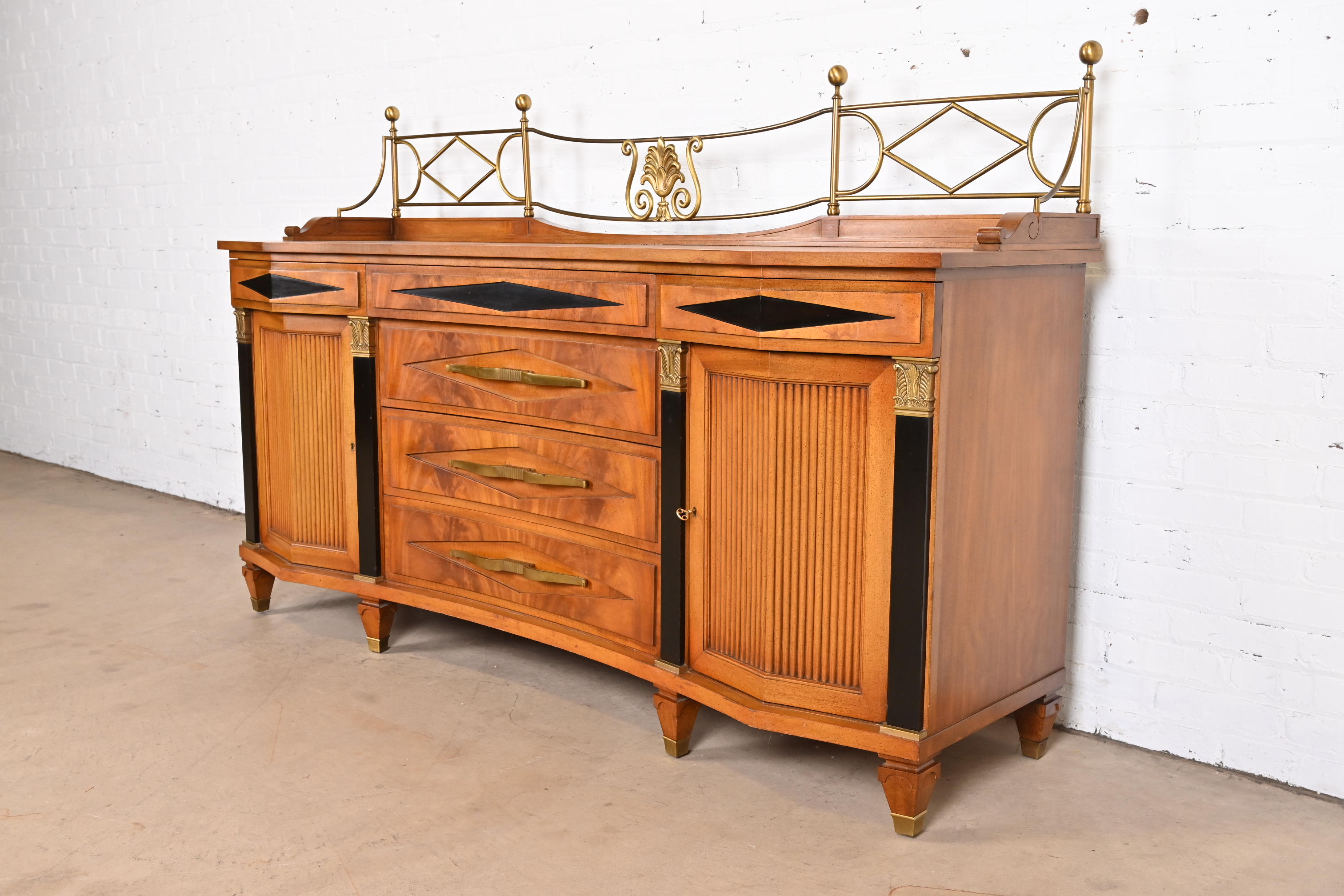 Grosfeld House Hollywood Regency Mahogany Sideboard or Bar Cabinet - Image 3