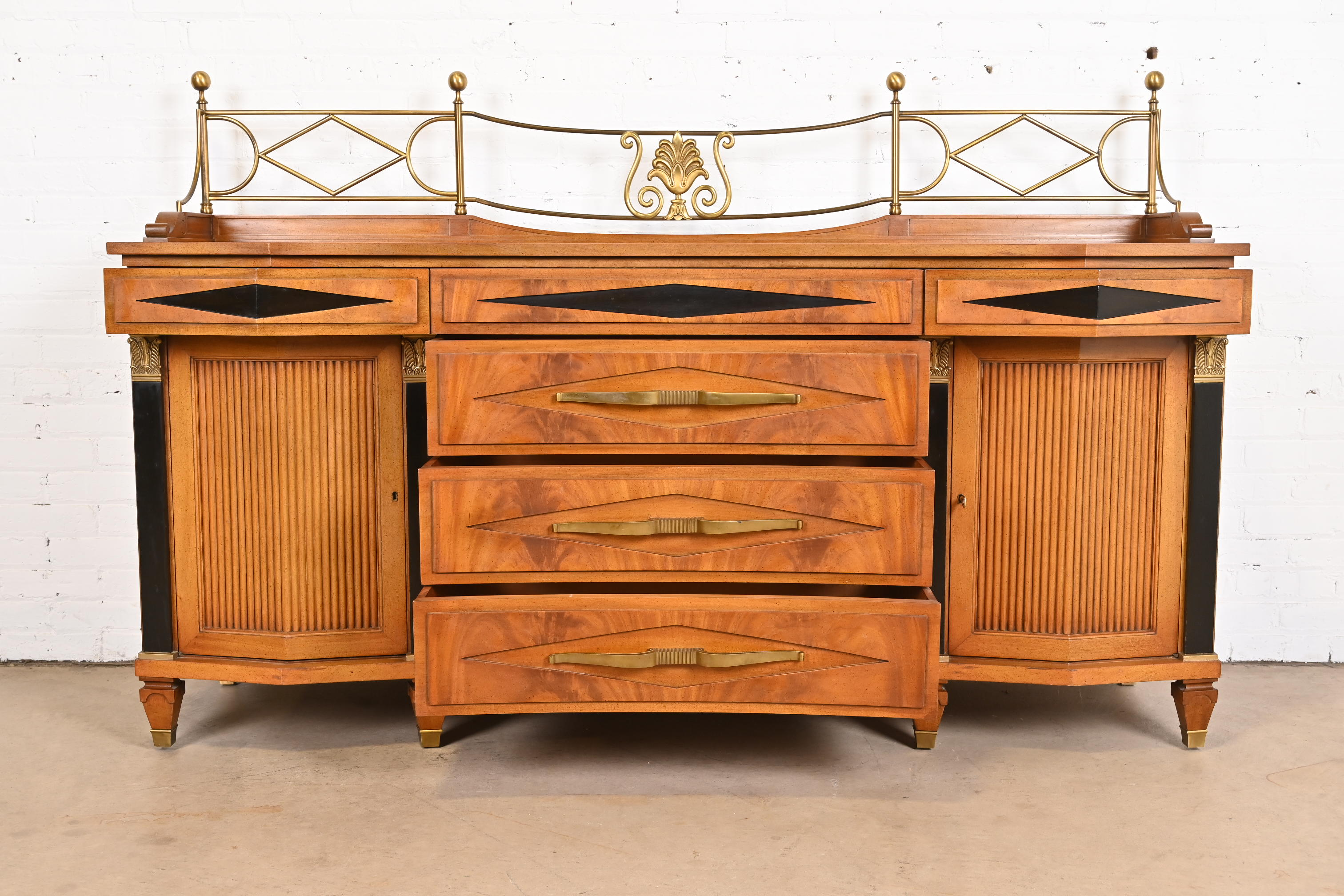 Grosfeld House Hollywood Regency Mahogany Sideboard or Bar Cabinet - Image 6
