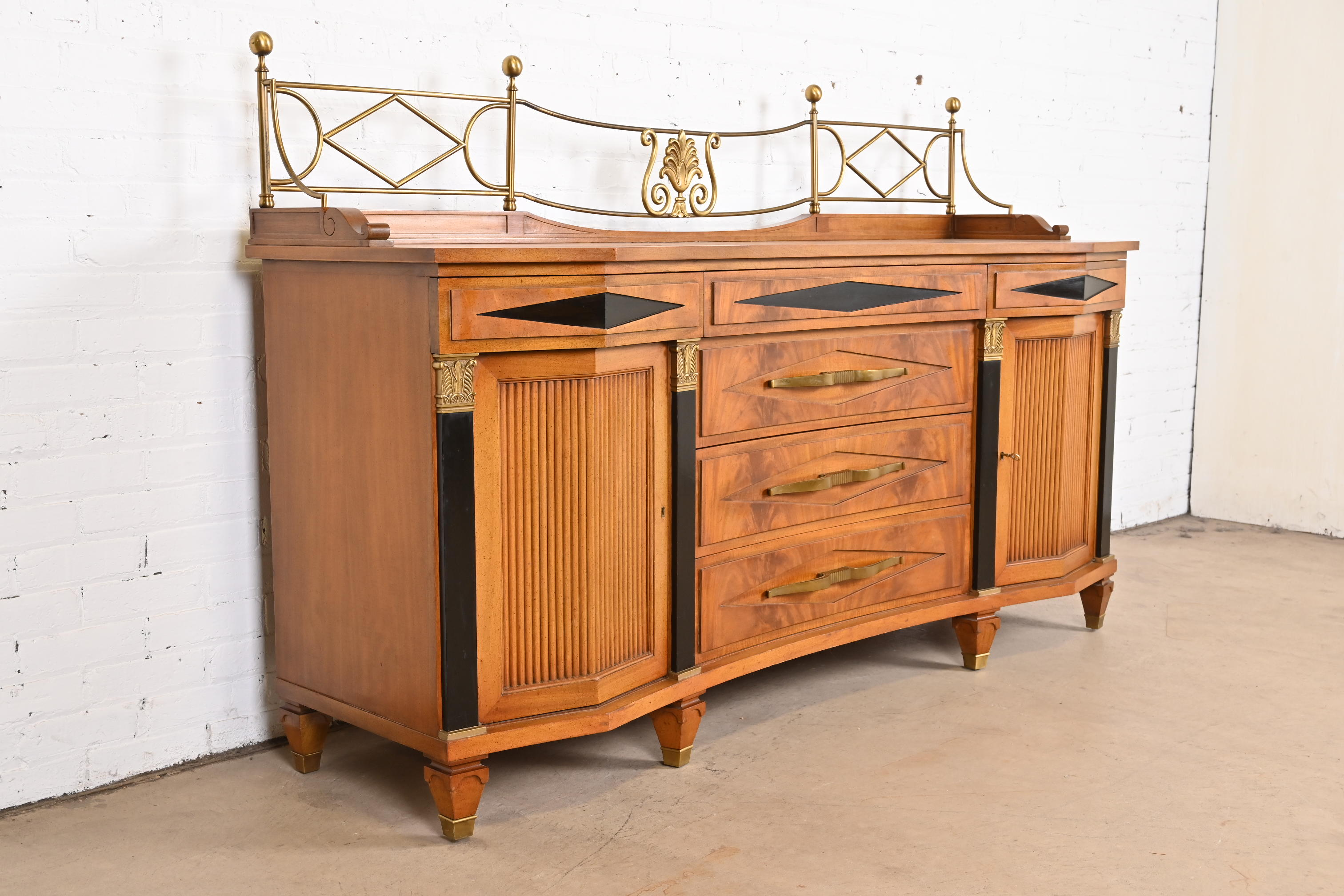 Grosfeld House Hollywood Regency Mahogany Sideboard or Bar Cabinet - Image 4