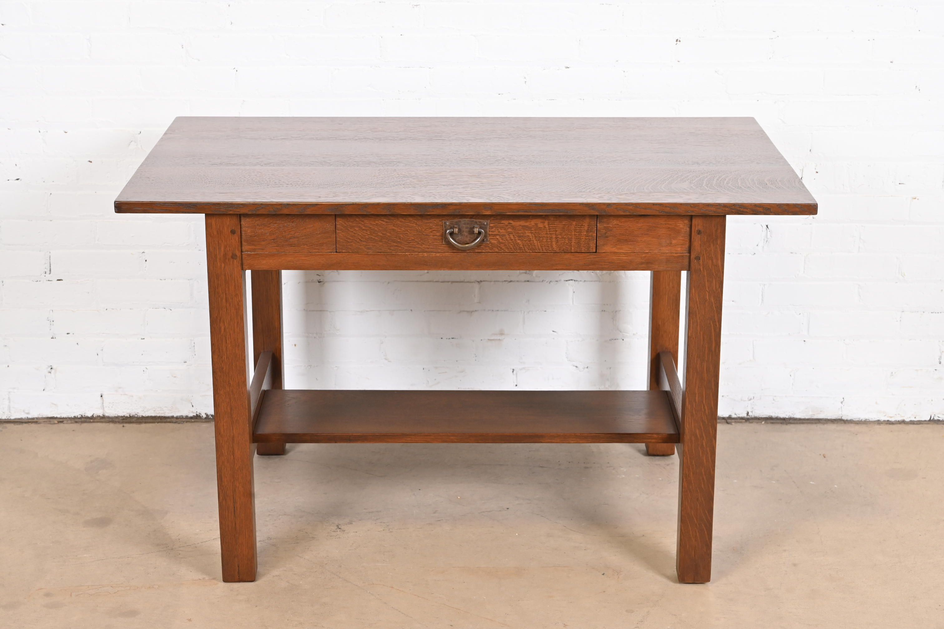 Gustav Stickley Mission Oak Arts & Crafts Writing Desk or Library Table, Circa 1900 - Image 5