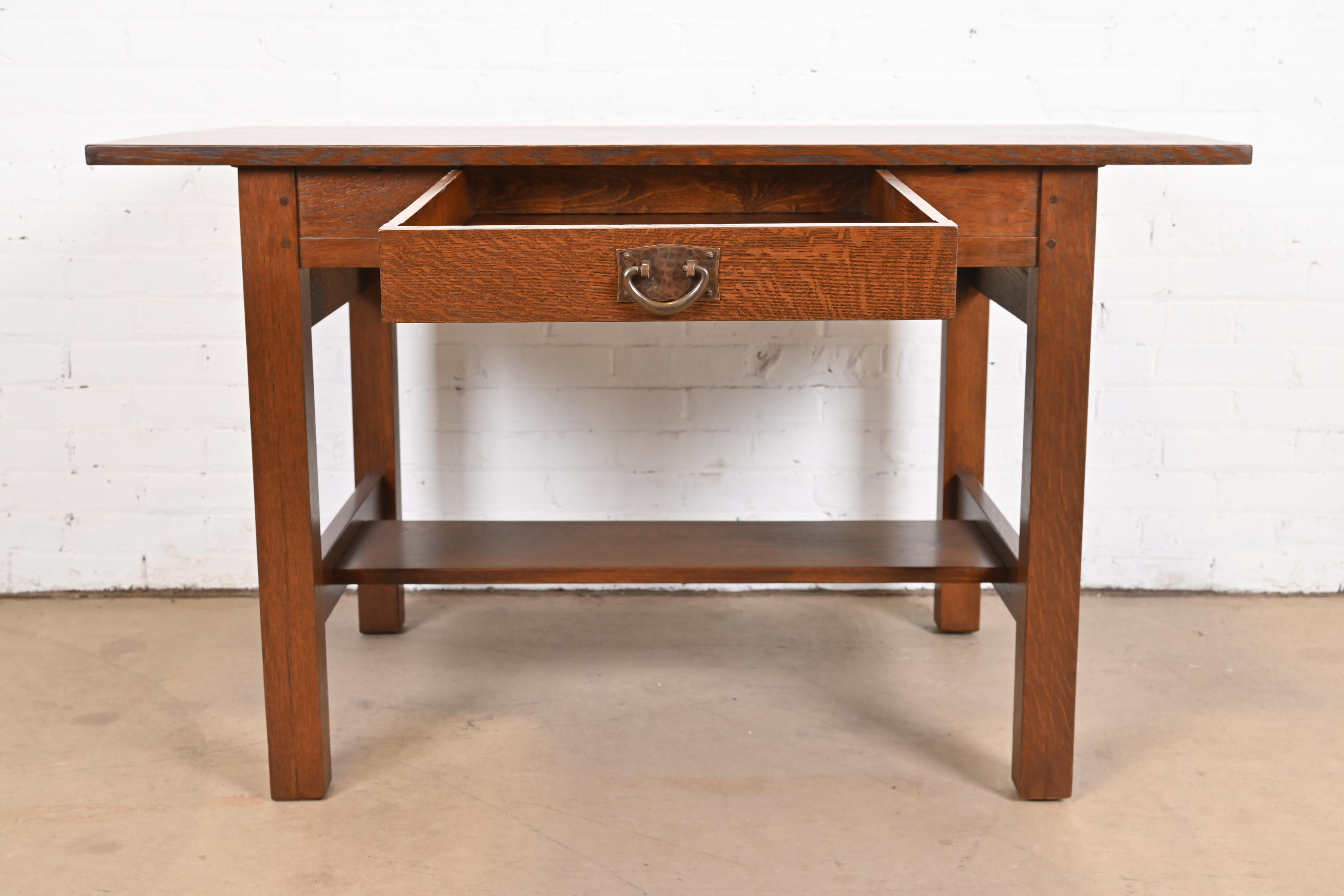 Gustav Stickley Mission Oak Arts & Crafts Writing Desk or Library Table, Circa 1900 - Image 7