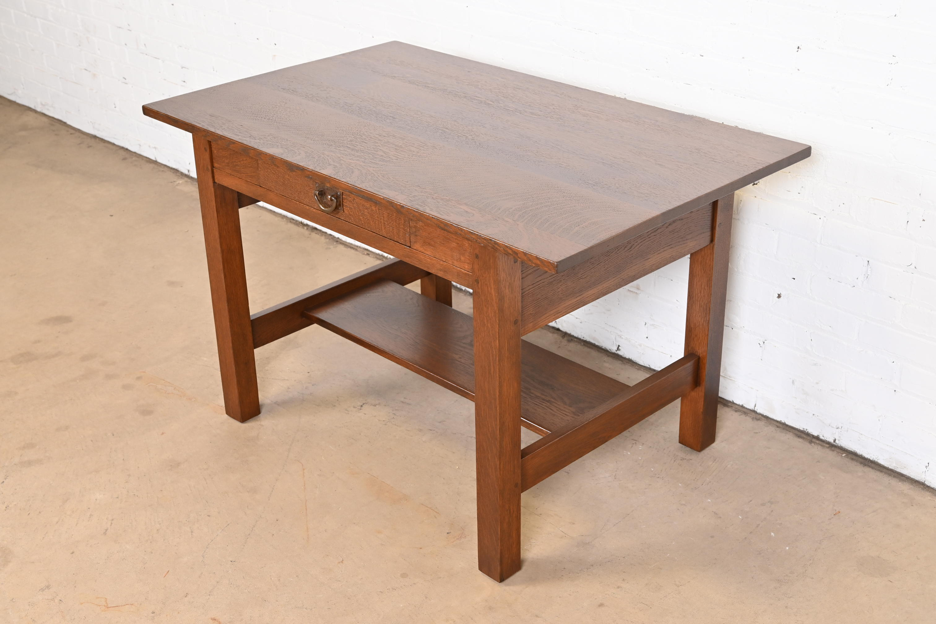 Gustav Stickley Mission Oak Arts & Crafts Writing Desk or Library Table, Circa 1900 - Image 2