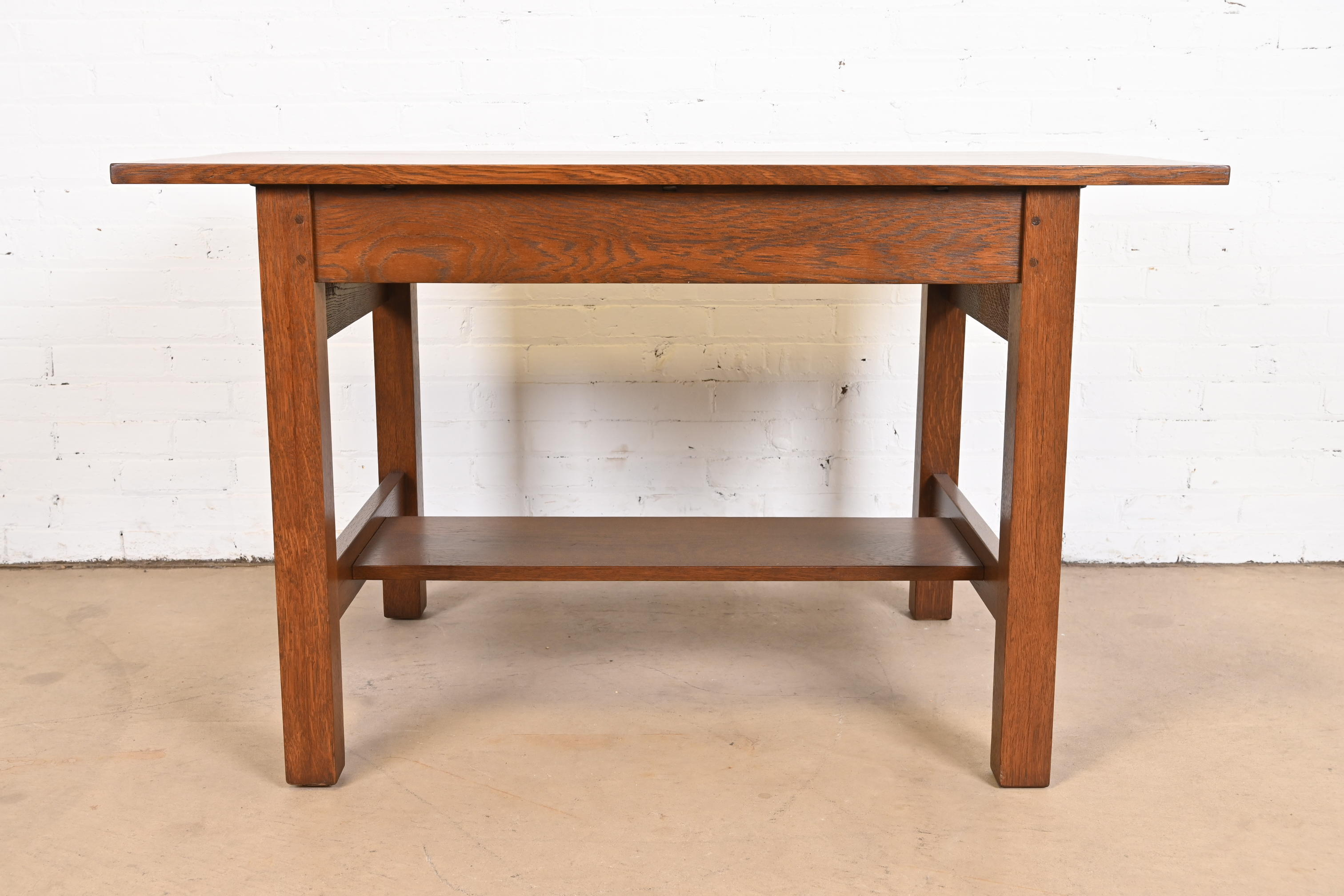 Gustav Stickley Mission Oak Arts & Crafts Writing Desk or Library Table, Circa 1900 - Image 12