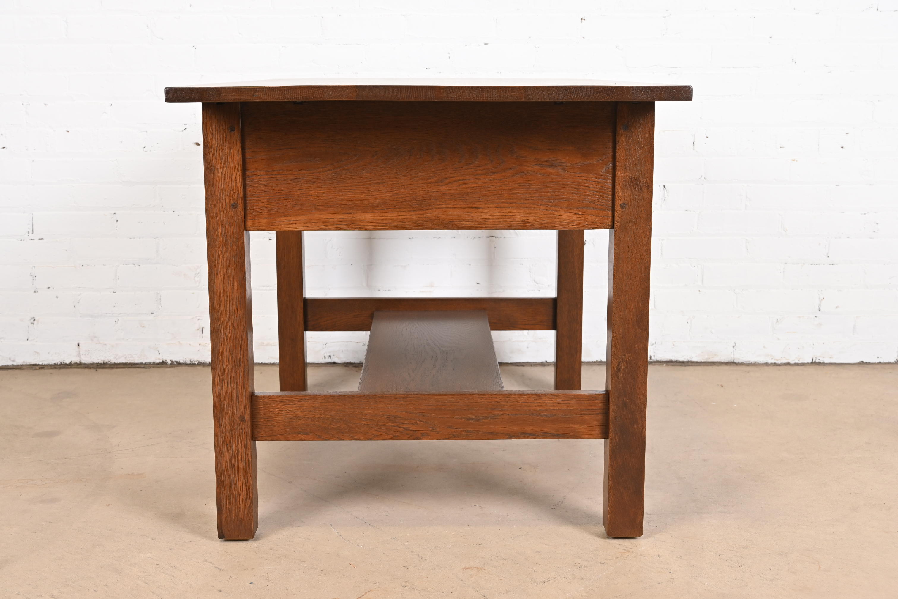 Gustav Stickley Mission Oak Arts & Crafts Writing Desk or Library Table, Circa 1900 - Image 11