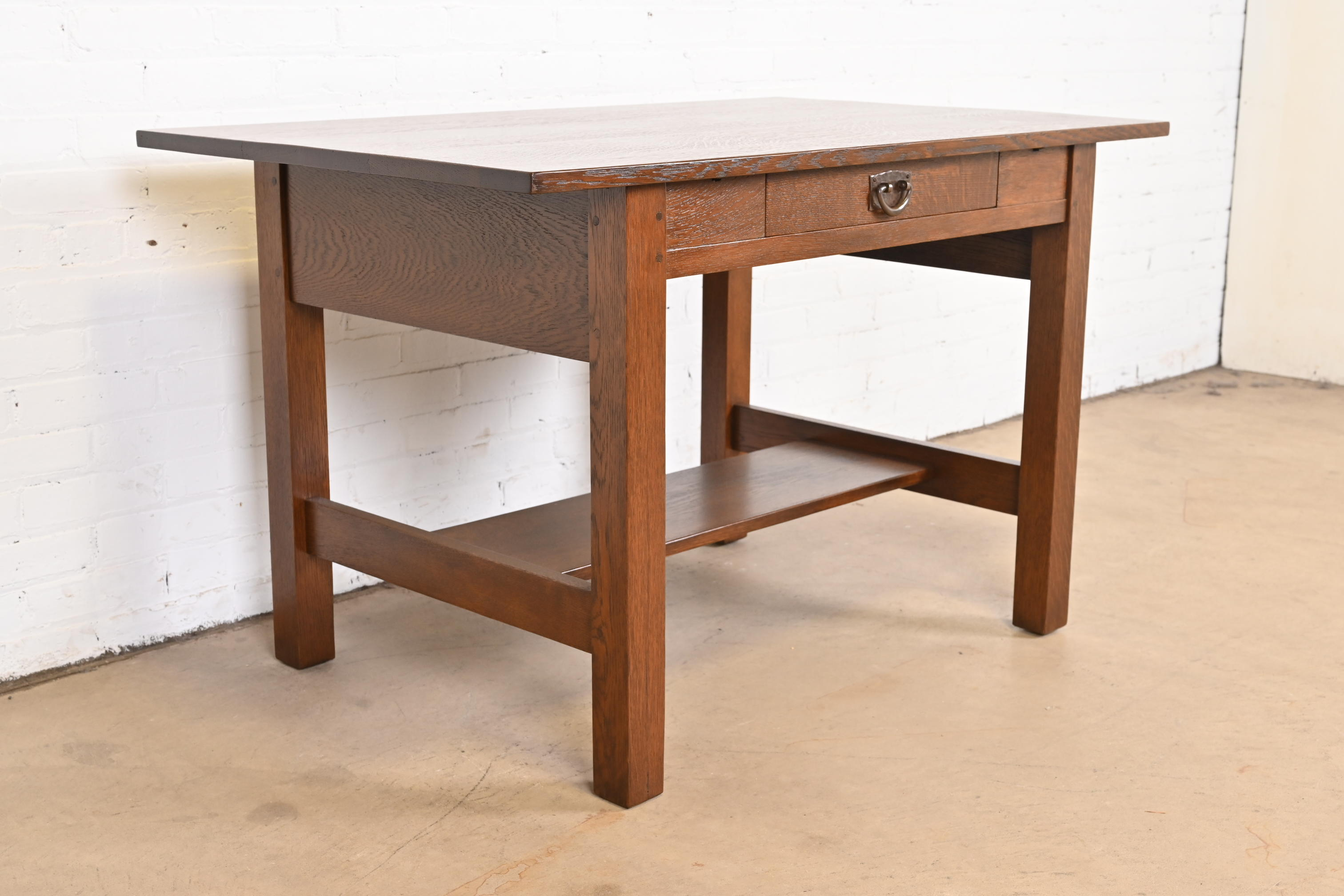 Gustav Stickley Mission Oak Arts & Crafts Writing Desk or Library Table, Circa 1900 - Image 3