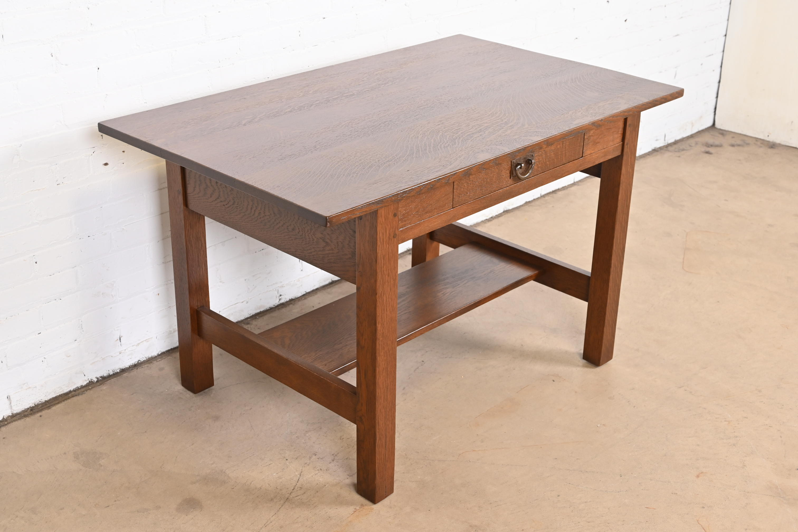 Gustav Stickley Mission Oak Arts & Crafts Writing Desk or Library Table, Circa 1900 - Image 4