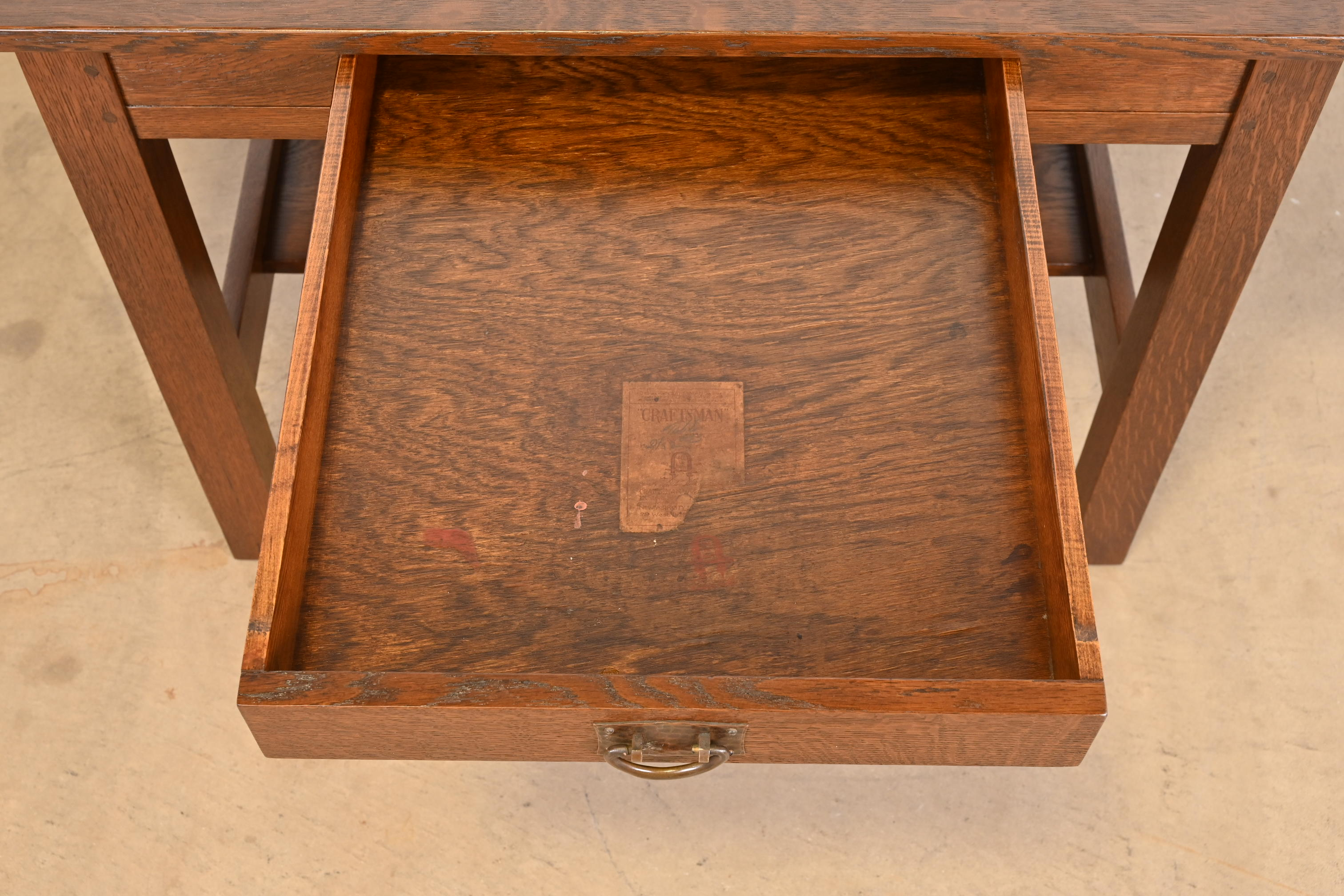 Gustav Stickley Mission Oak Arts & Crafts Writing Desk or Library Table, Circa 1900 - Image 8