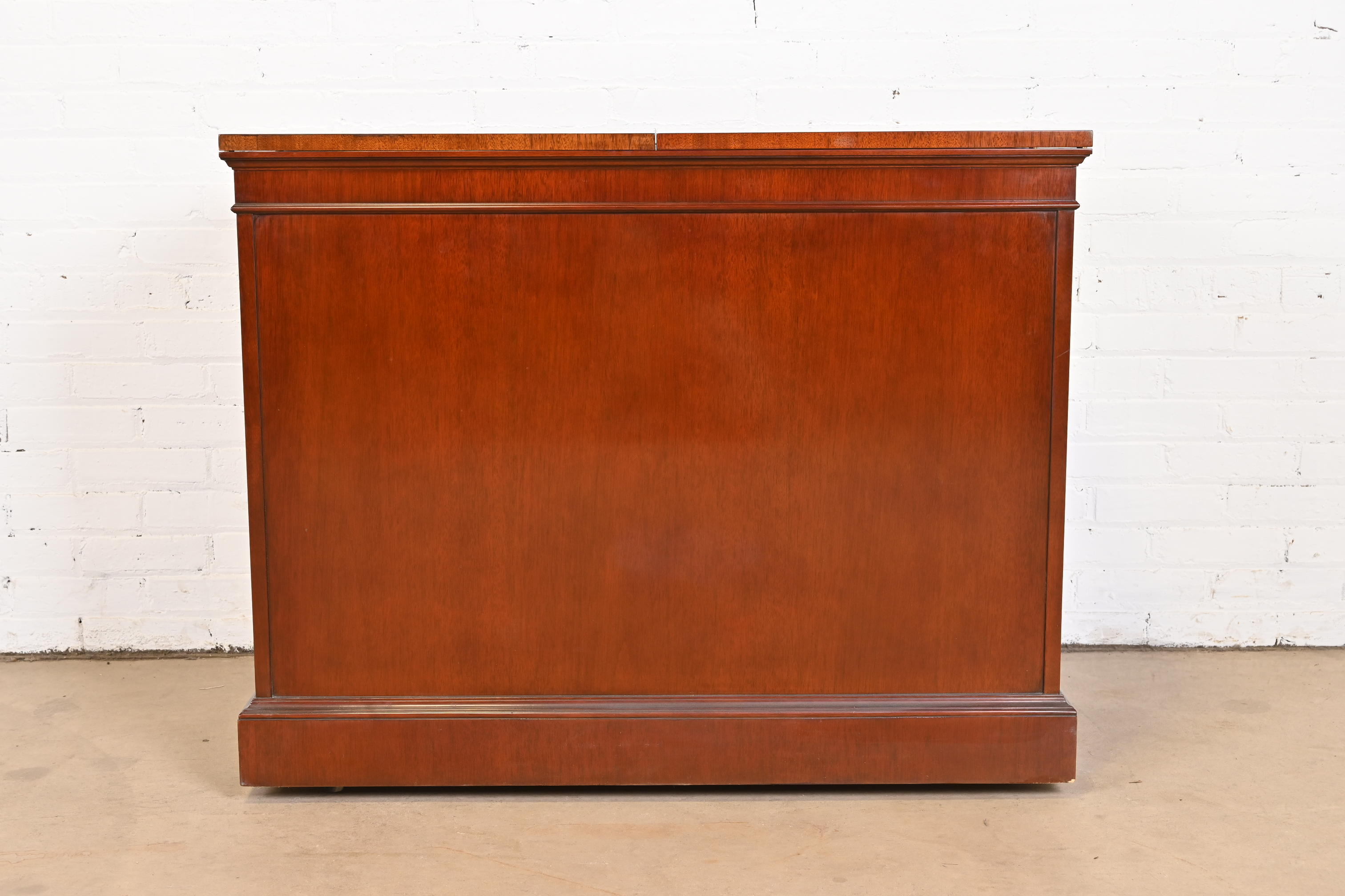 Kindel Furniture Regency Mahogany Flip Top Rolling Bar Cabinet - Image 10