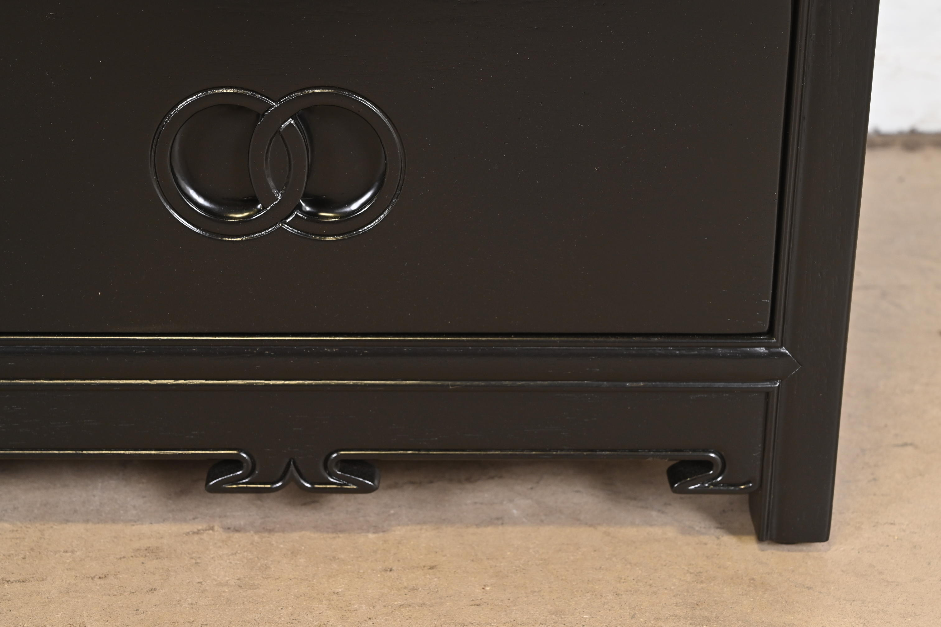 Michael Taylor for Baker Far East Collection Black Lacquered Dresser Chest, Newly Refinished - Image 9