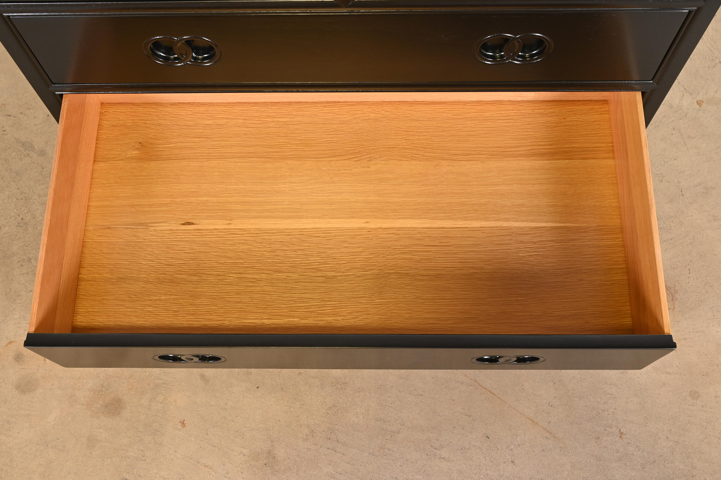 Michael Taylor for Baker Far East Collection Black Lacquered Dresser Chest, Newly Refinished - Image 6
