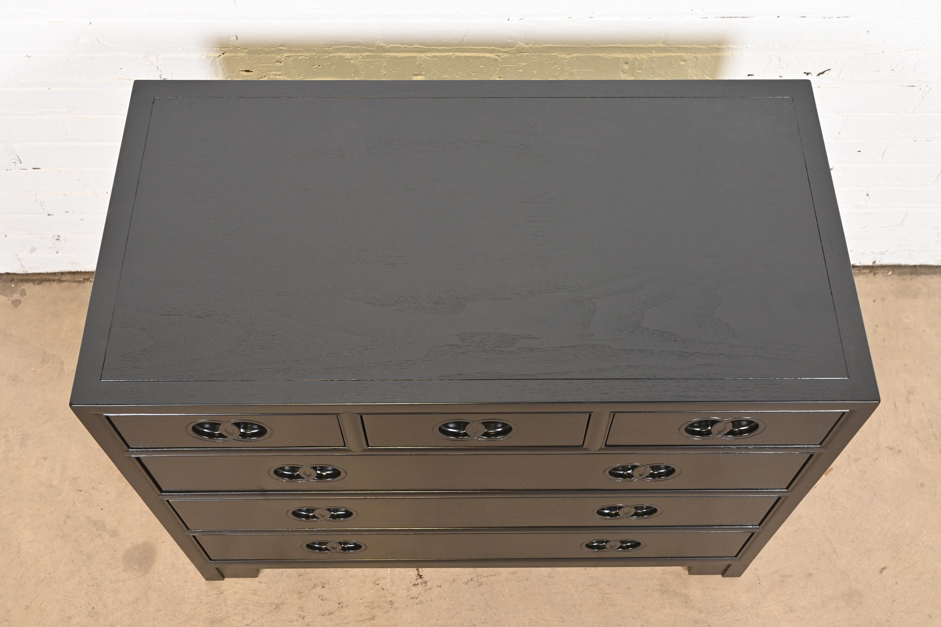 Michael Taylor for Baker Far East Collection Black Lacquered Dresser Chest, Newly Refinished - Image 10