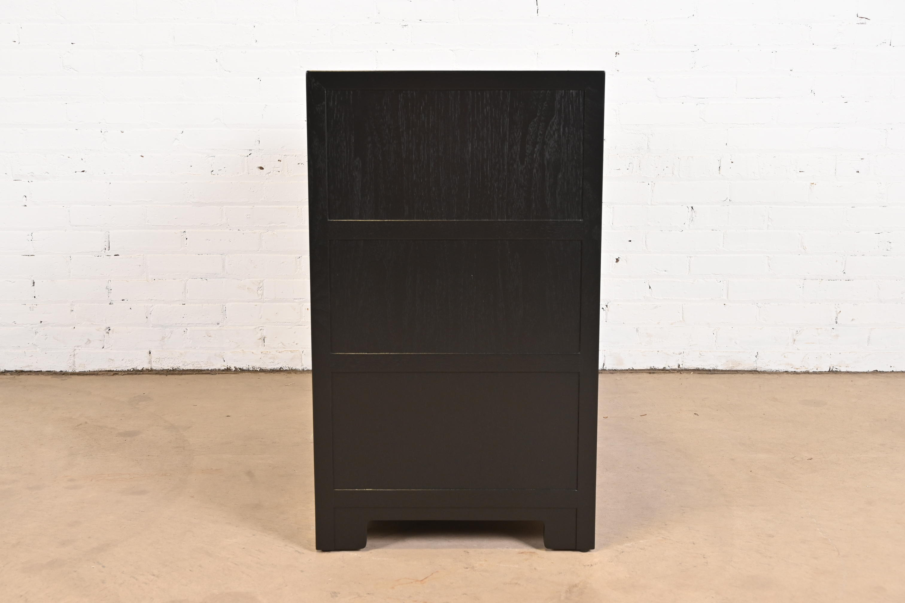 Michael Taylor for Baker Far East Collection Black Lacquered Dresser Chest, Newly Refinished - Image 11