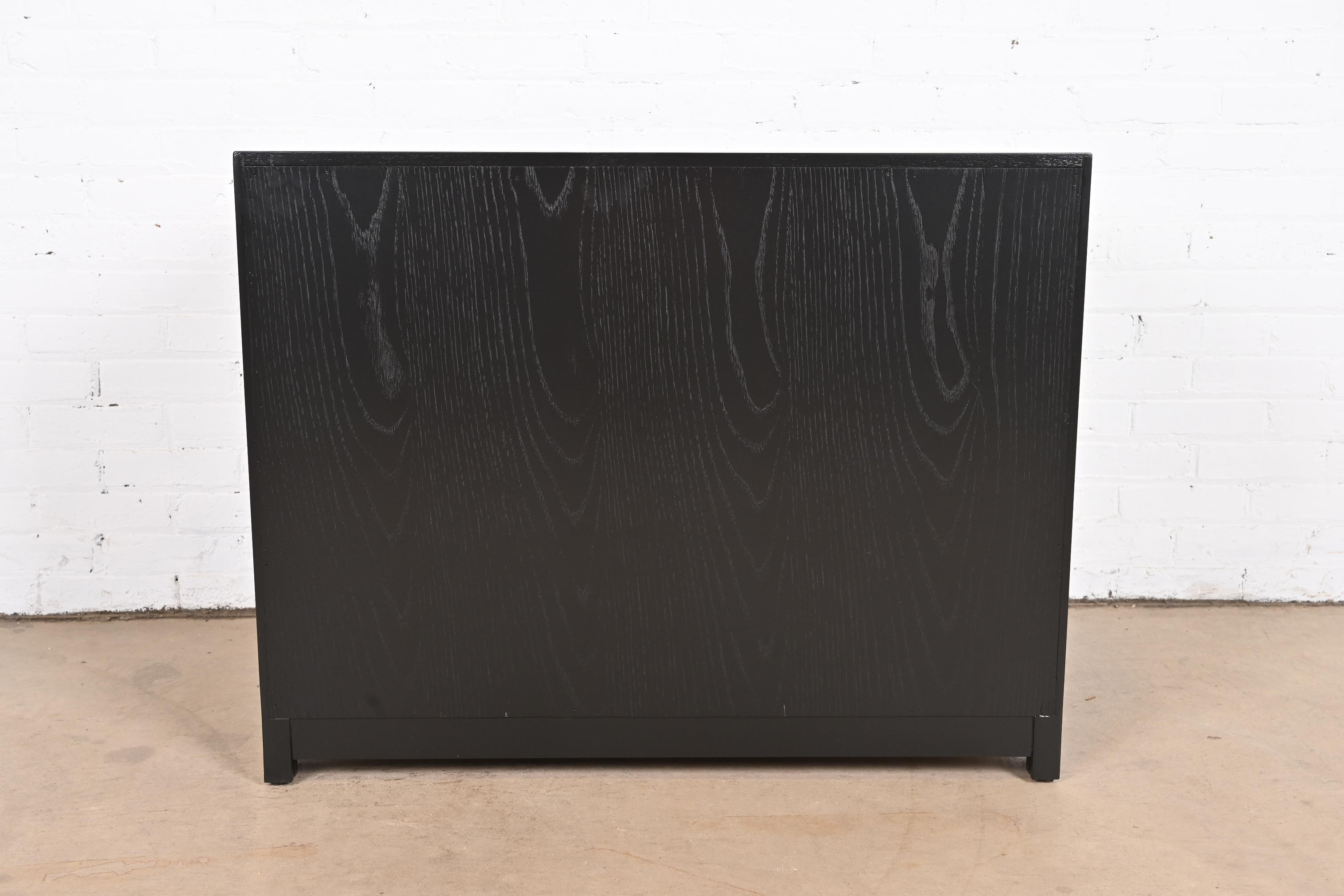 Michael Taylor for Baker Far East Collection Black Lacquered Dresser Chest, Newly Refinished - Image 12