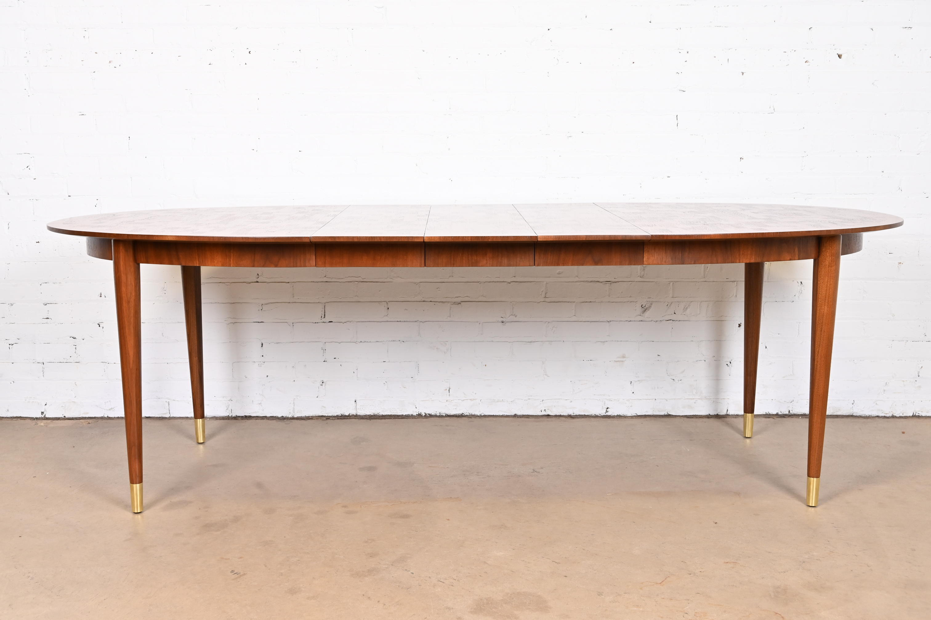 Bert England for Johnson Furniture Patchwork Walnut Extension Dining Table, Newly Refinished - Image 2