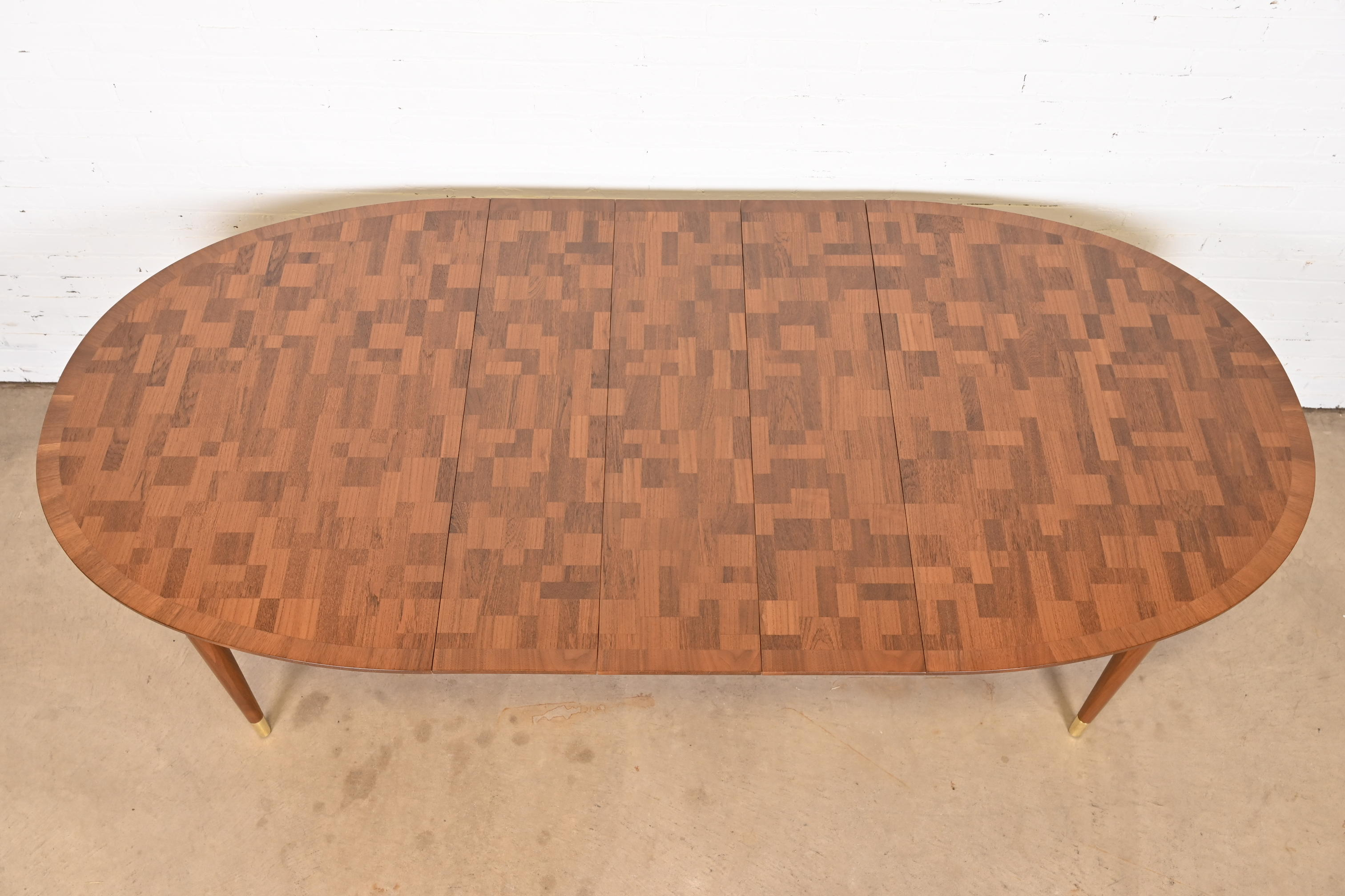 Bert England for Johnson Furniture Patchwork Walnut Extension Dining Table, Newly Refinished - Image 7