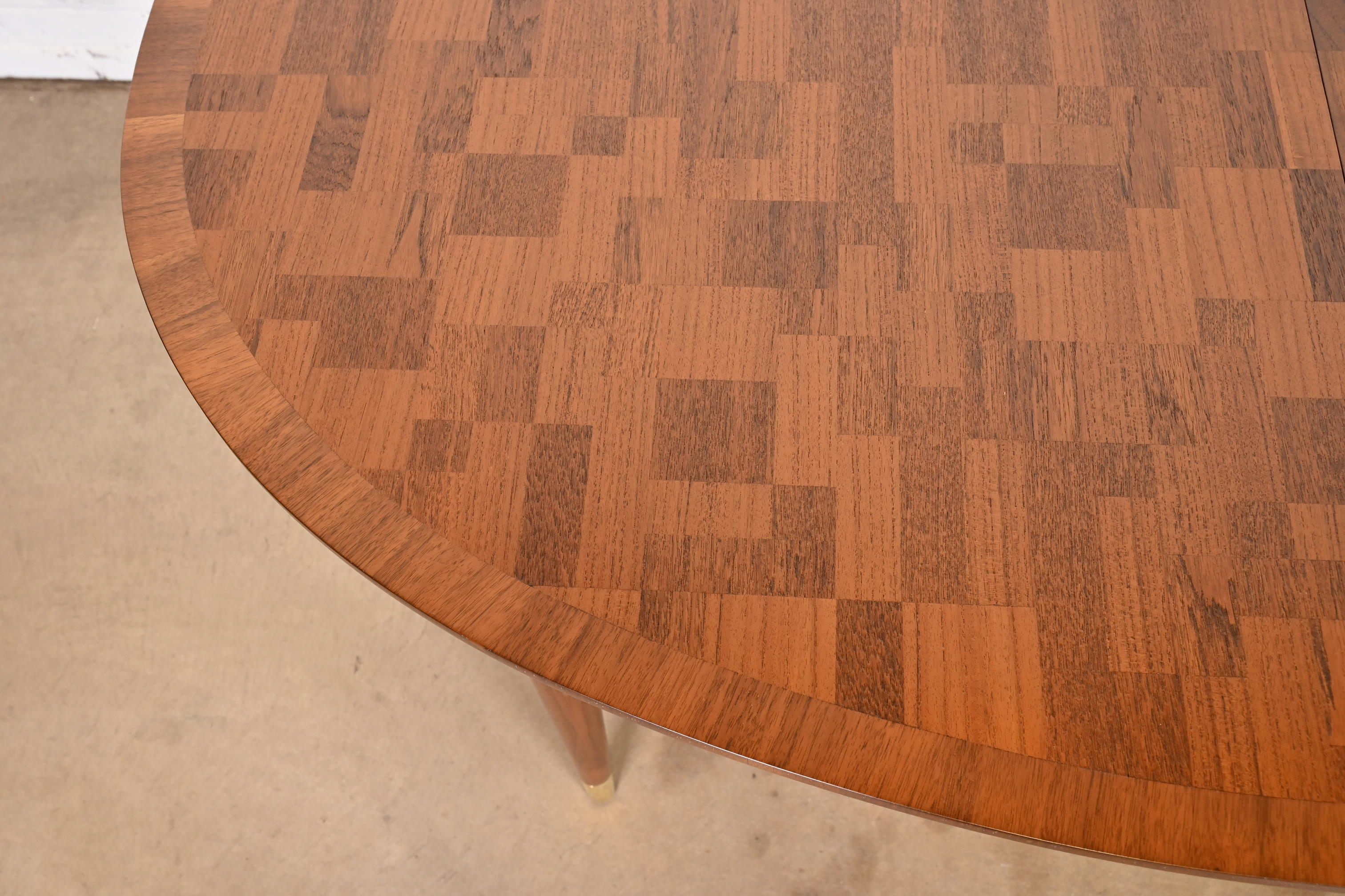 Bert England for Johnson Furniture Patchwork Walnut Extension Dining Table, Newly Refinished - Image 8