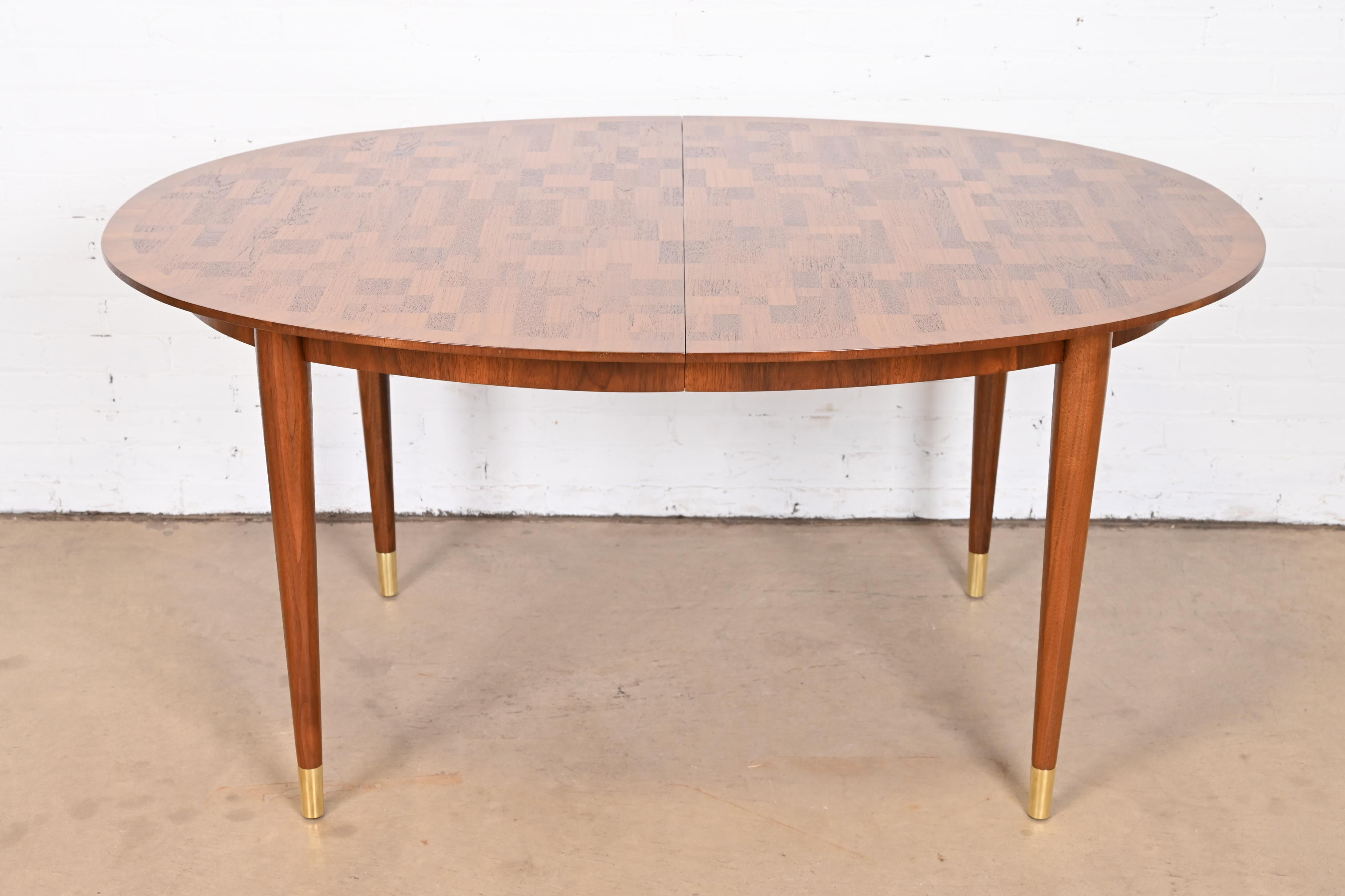 Bert England for Johnson Furniture Patchwork Walnut Extension Dining Table, Newly Refinished - Image 9