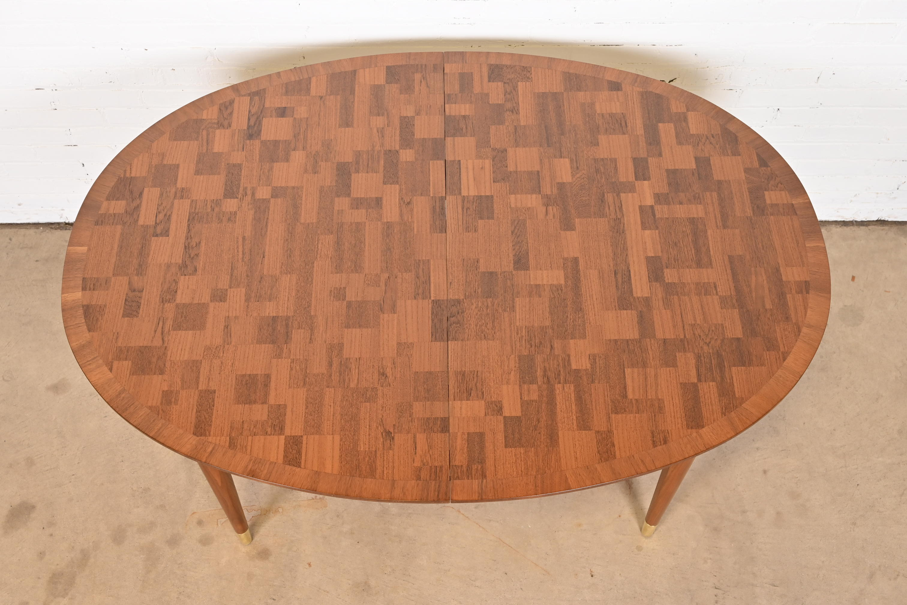 Bert England for Johnson Furniture Patchwork Walnut Extension Dining Table, Newly Refinished - Image 10