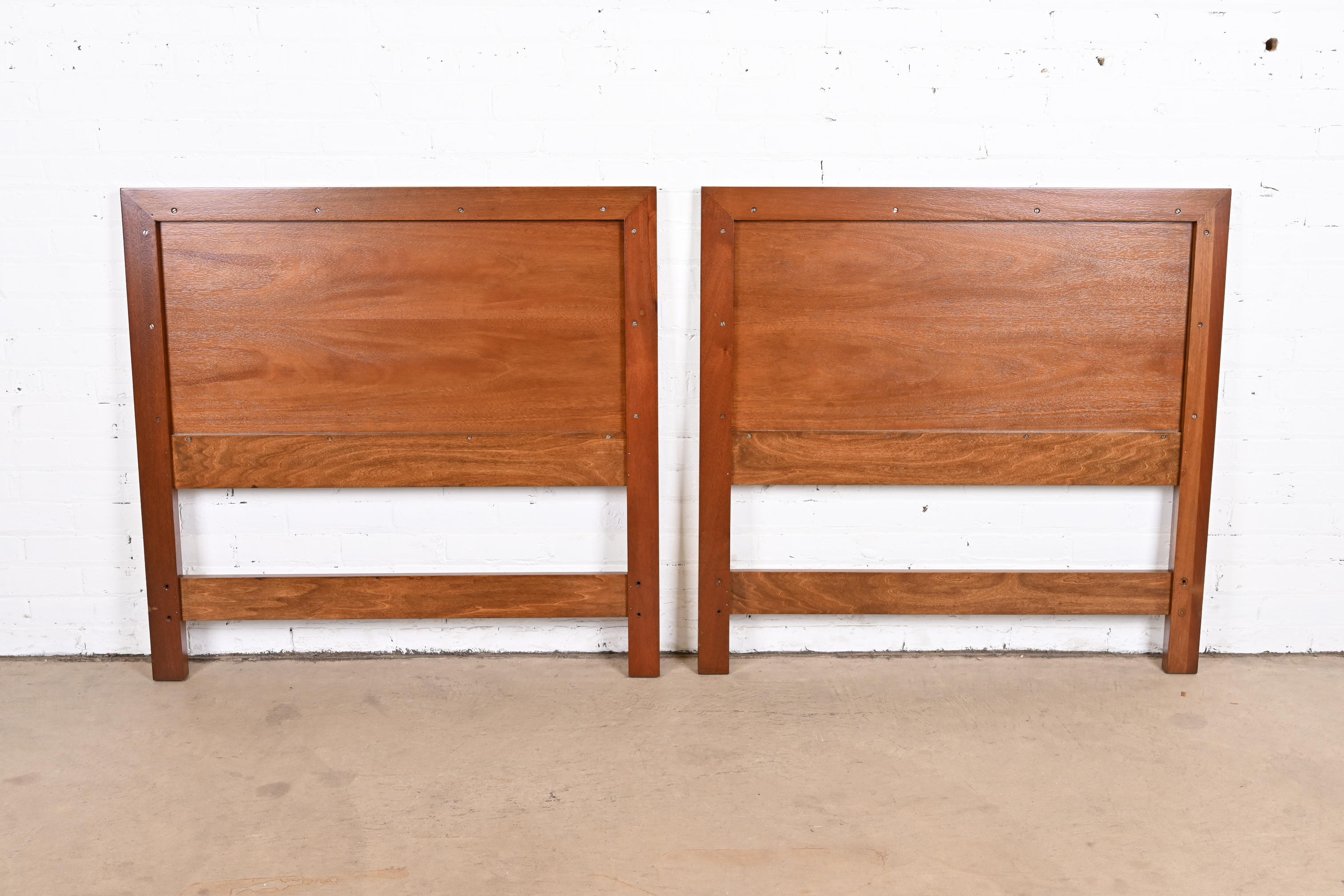 Frank Lloyd Wright Taliesin Mahogany Twin Headboards, Newly Restored - Image 7