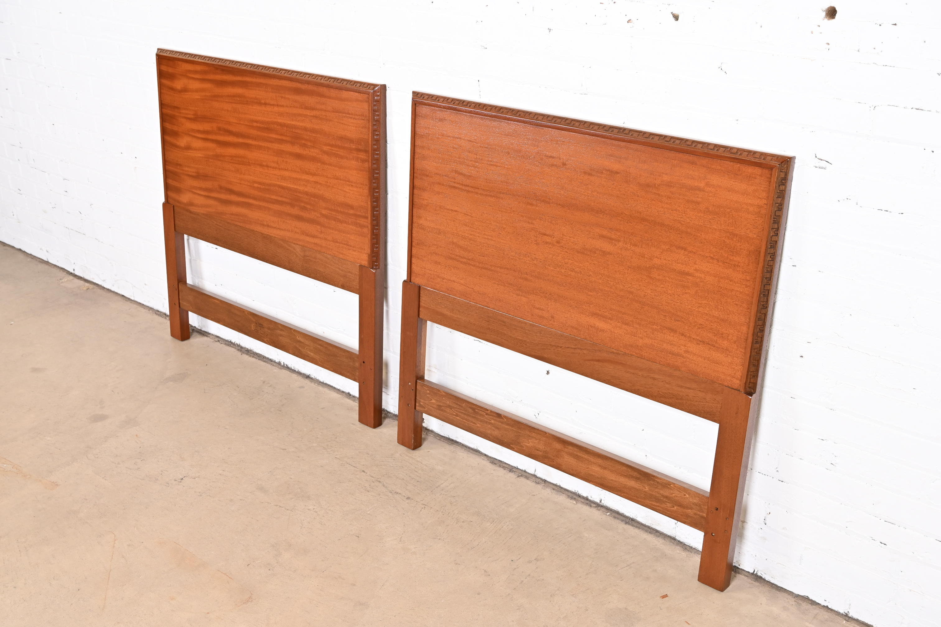 Frank Lloyd Wright Taliesin Mahogany Twin Headboards, Newly Restored