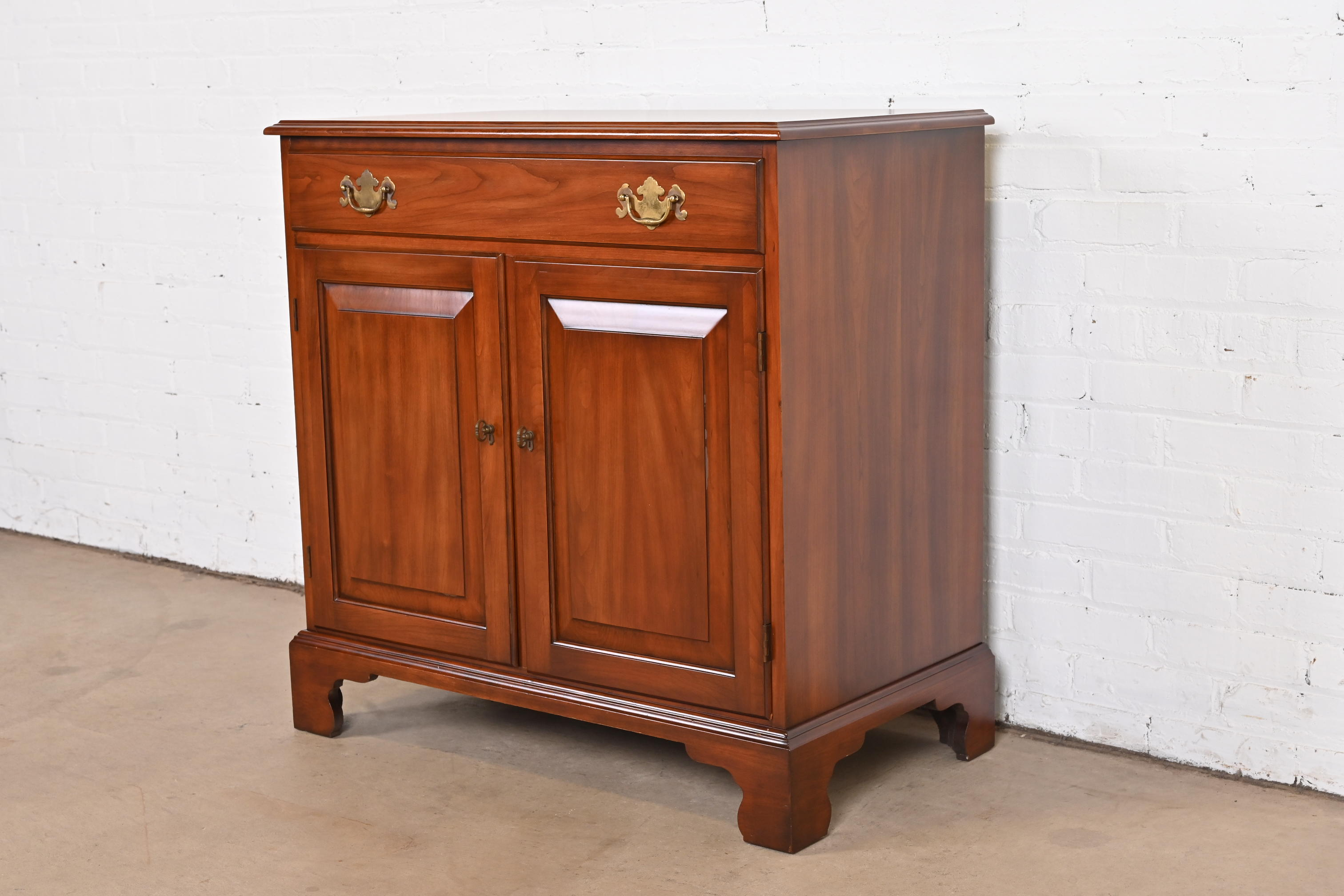 Henkel Harris American Colonial Cherry Wood Server or Bar Cabinet, Newly Restored