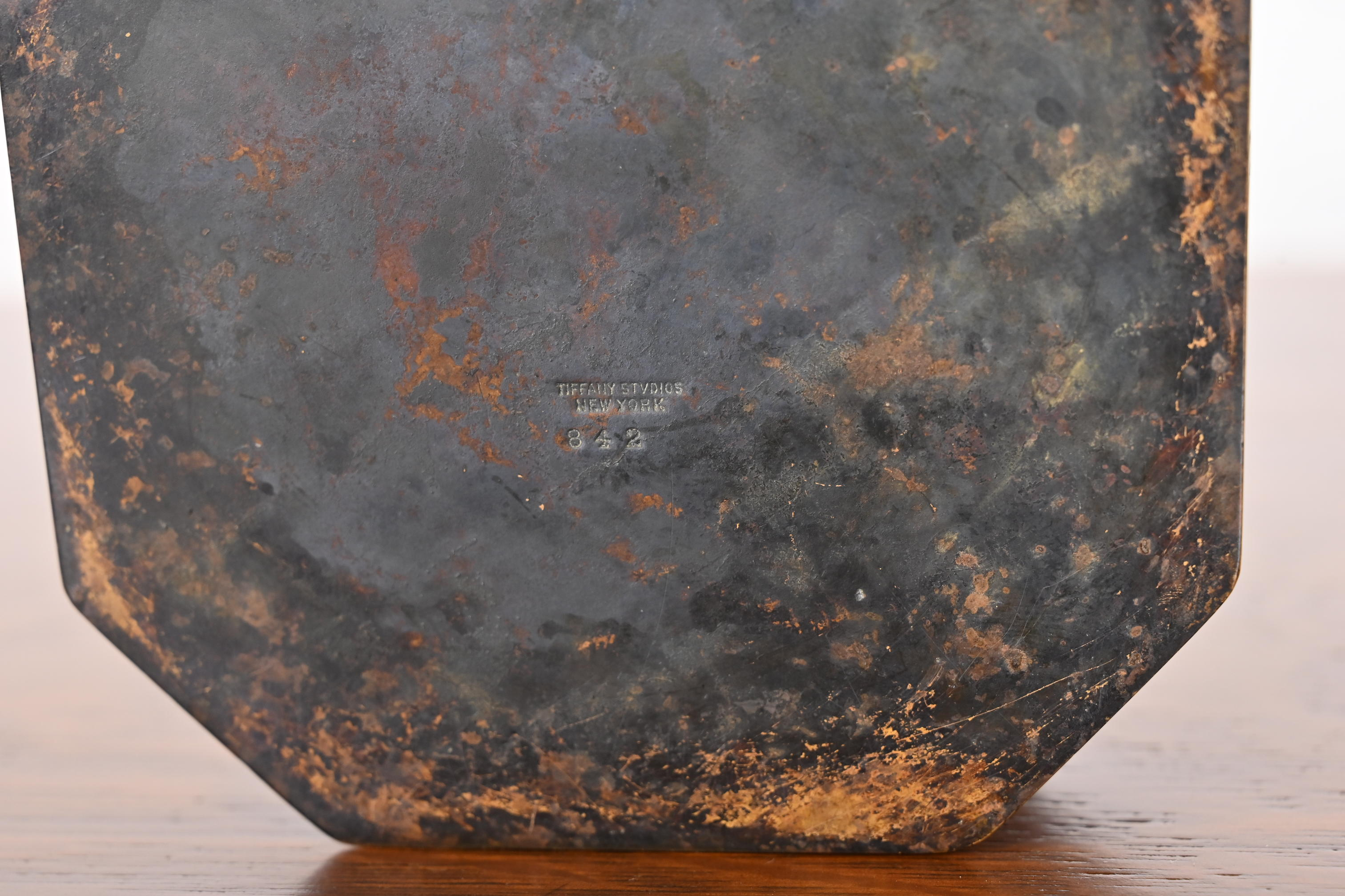 Tiffany Studios New York "Zodiac" Patinated Bronze Inkwell - Image 11