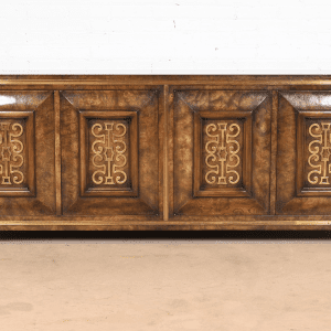 William Doezema for Mastercraft Mid-Century Hollywood Regency Burl Wood and Brass Sideboard Credenza, 1970s