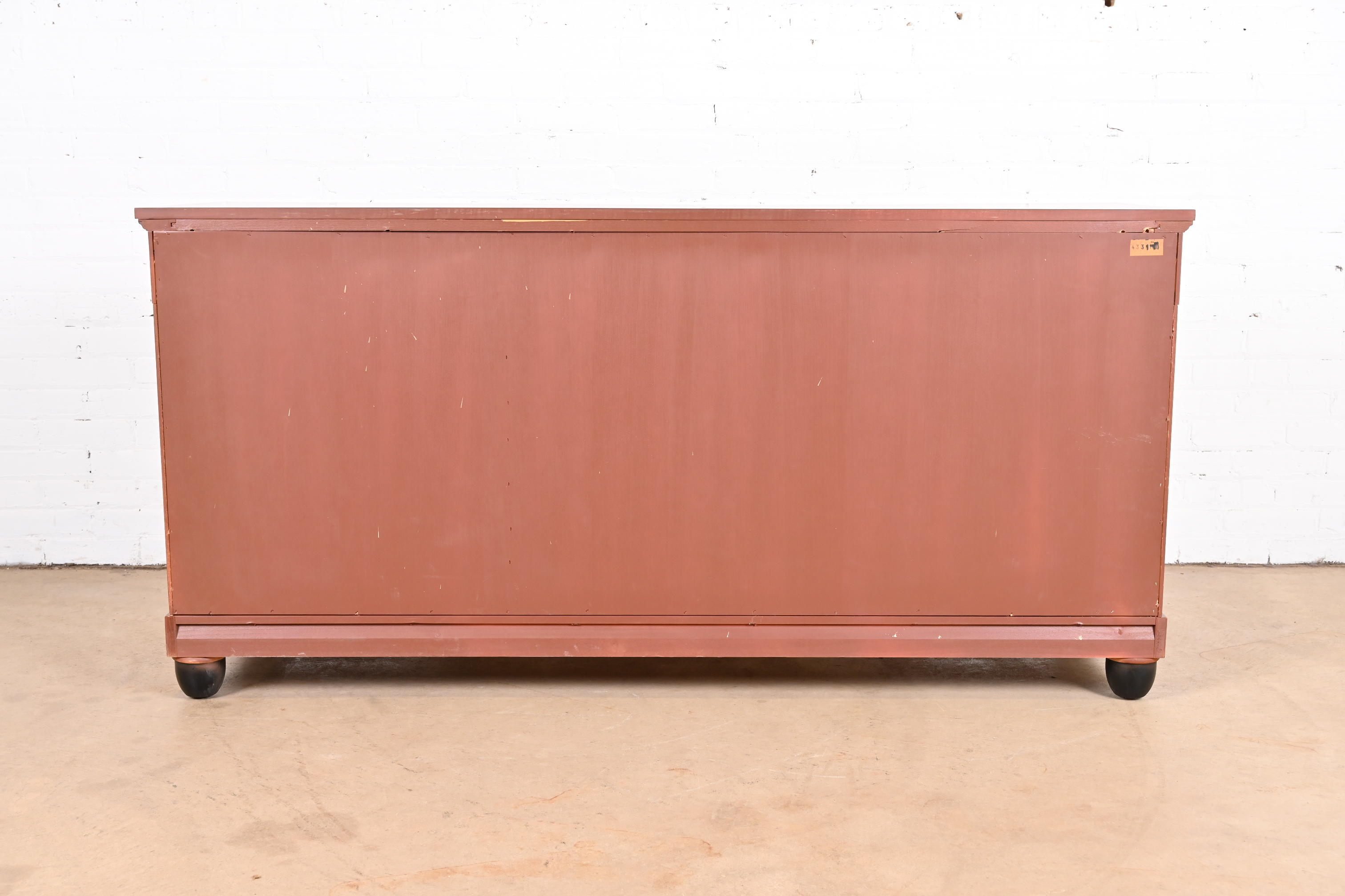 Baker Furniture French Empire Cherry Wood and Parcel Ebonized Sideboard or Bar Cabinet - Image 12
